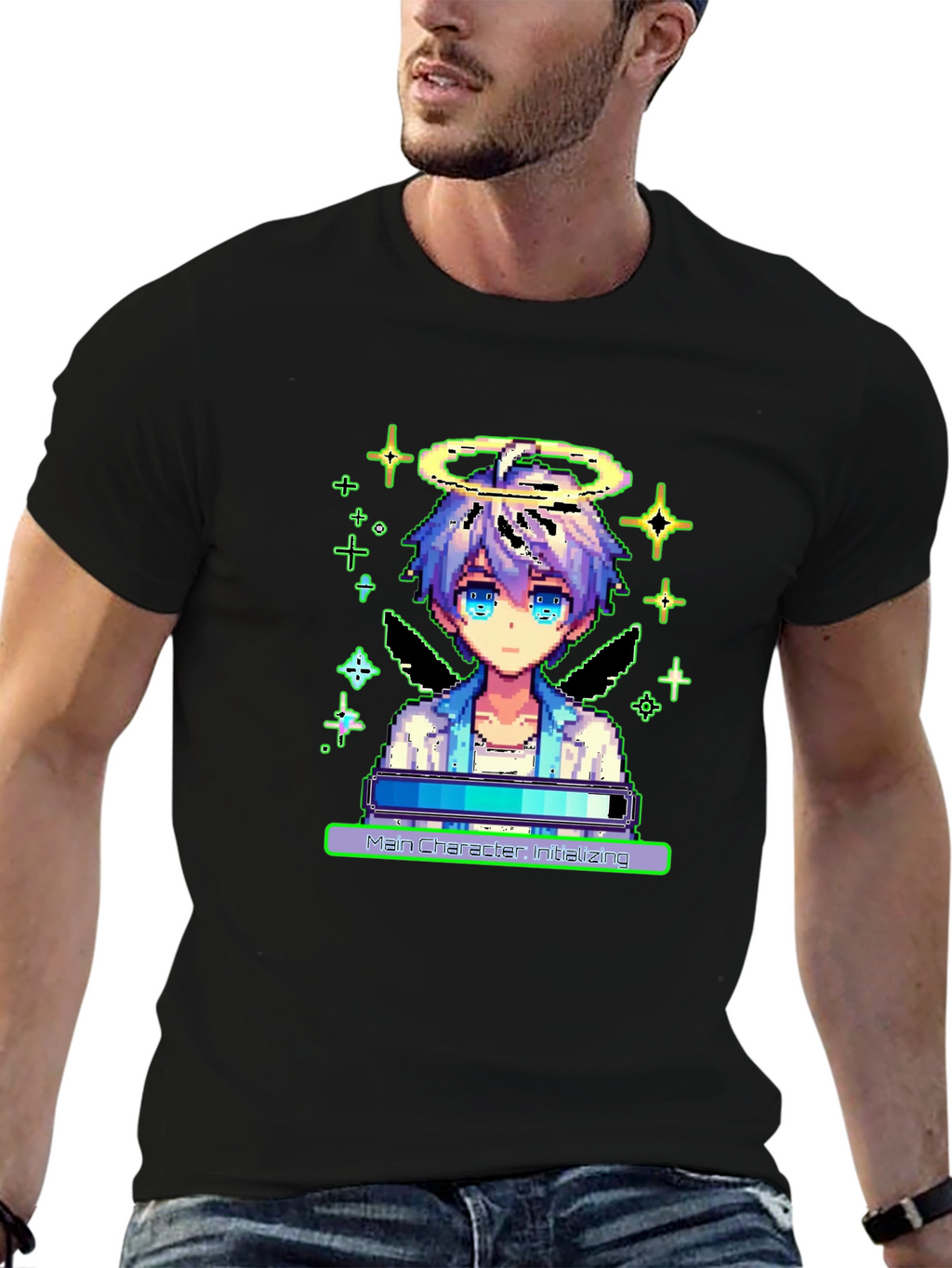 Pixel Angel Loading Black Tee