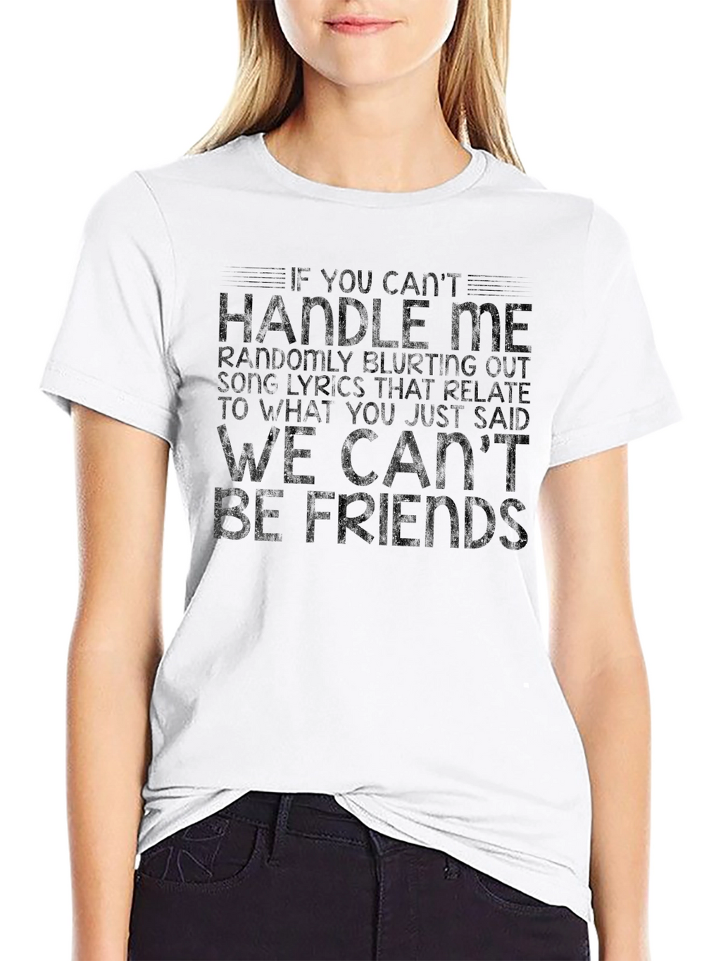 Handle Me Lyrics T-Shirt - Black Crew Neck Tee
