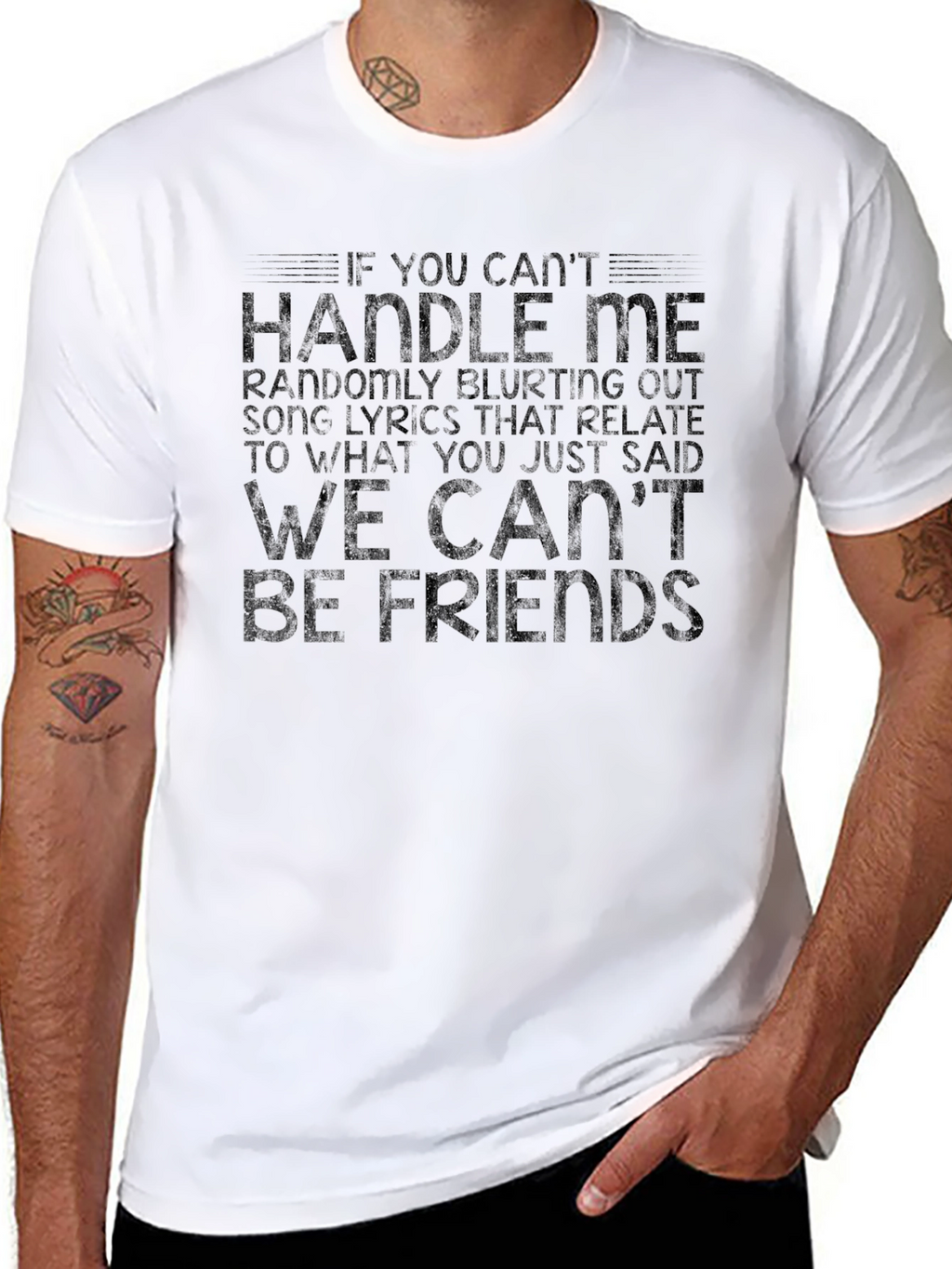 Handle Me Lyrics T-Shirt - Black Crew Neck Tee