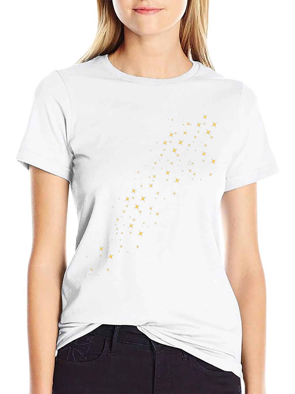 Stylish Black Tee with Golden Star Graphic