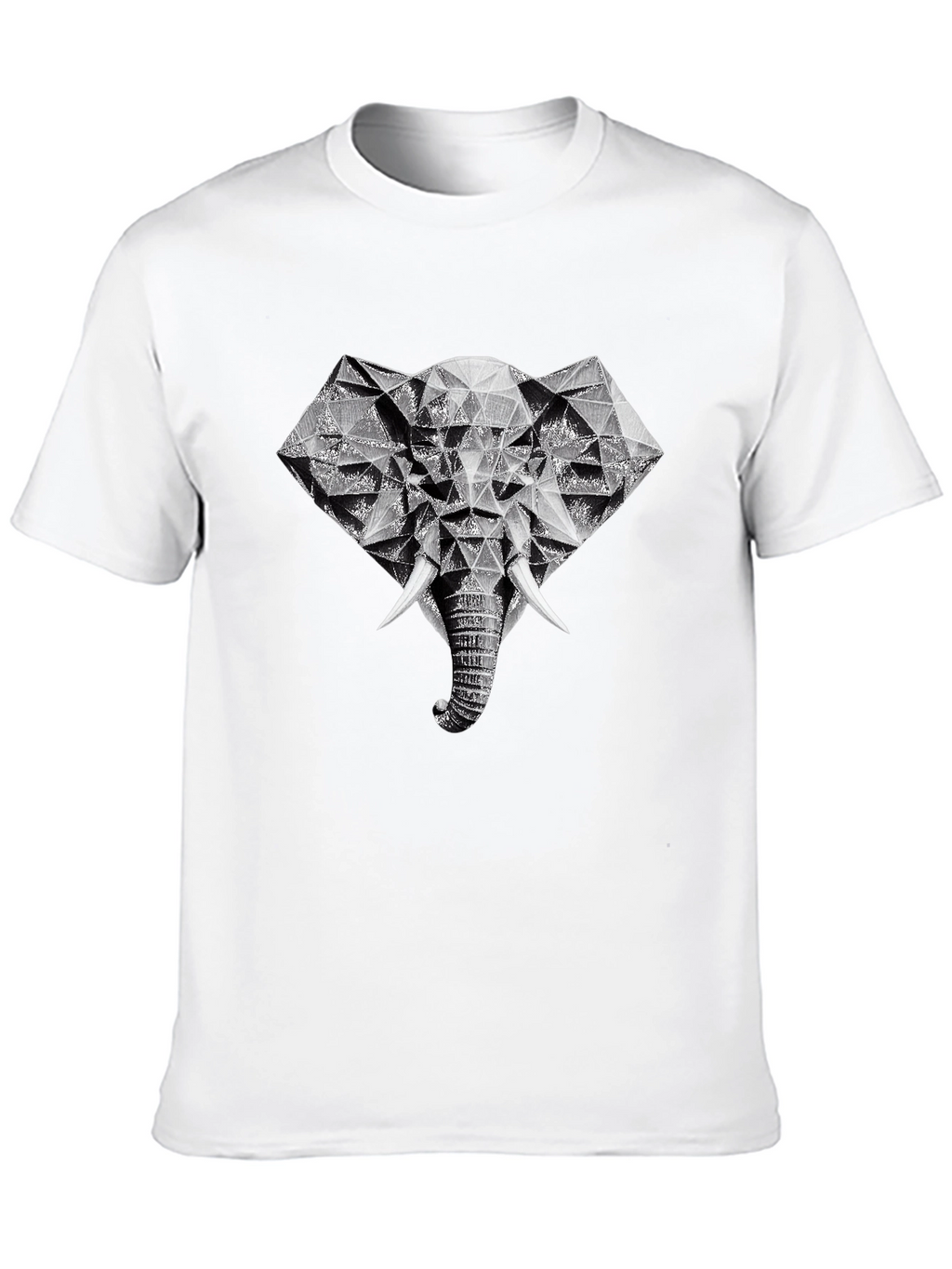 Geometric Elephant Graphic Tee - Black
