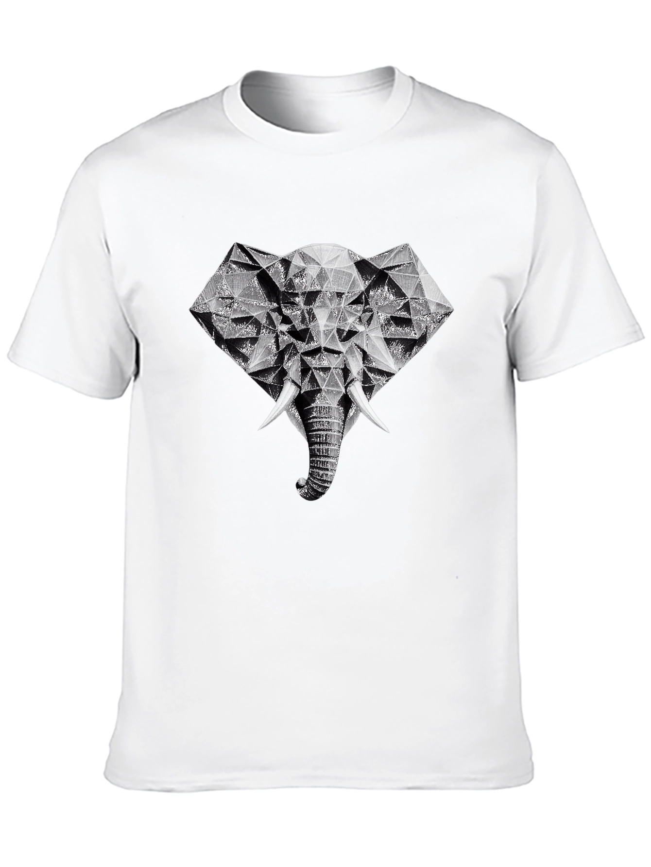 Geometric Elephant Graphic Tee - Black