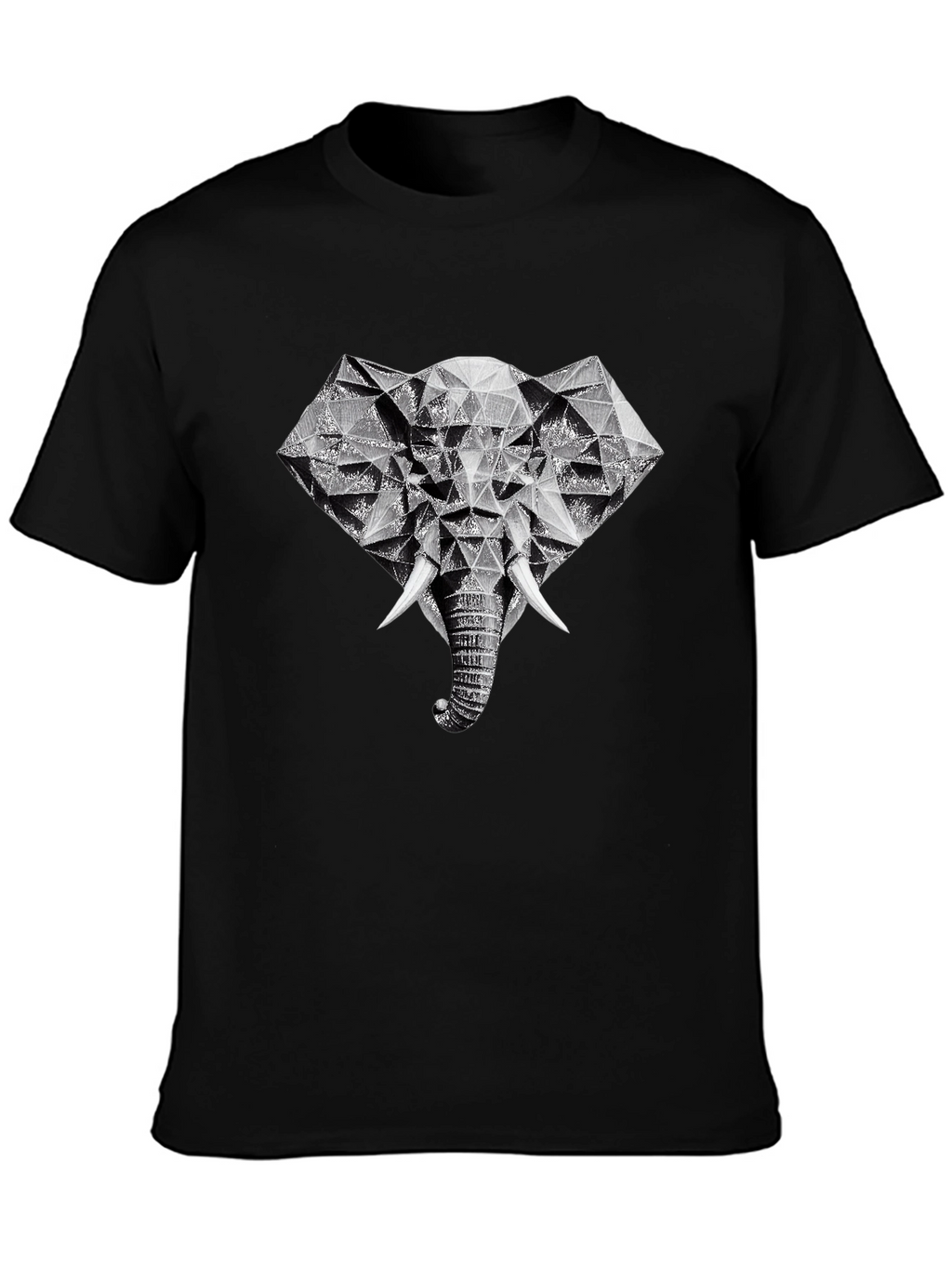 Geometric Elephant Graphic Tee - Black