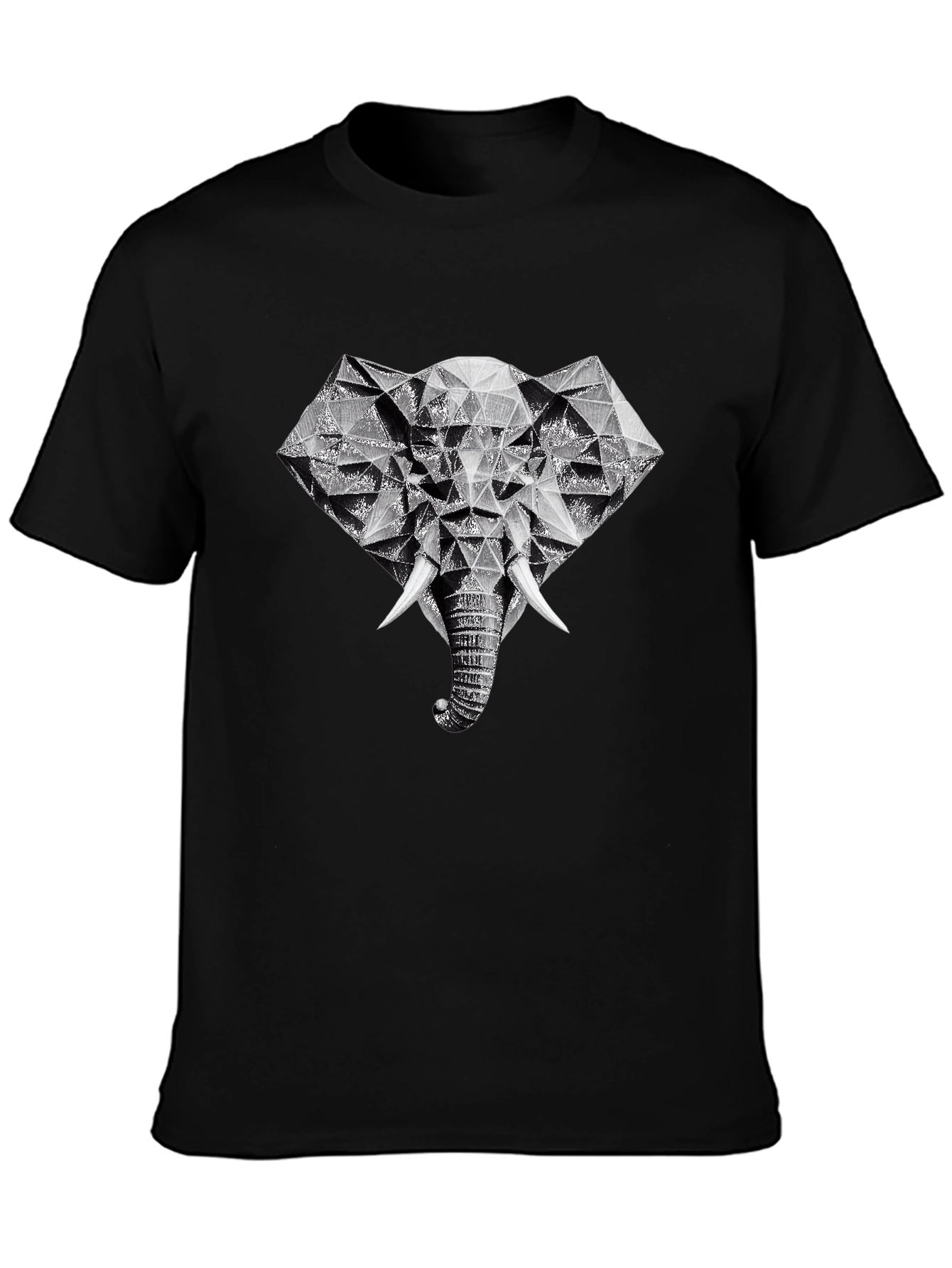 Geometric Elephant Graphic Tee - Black