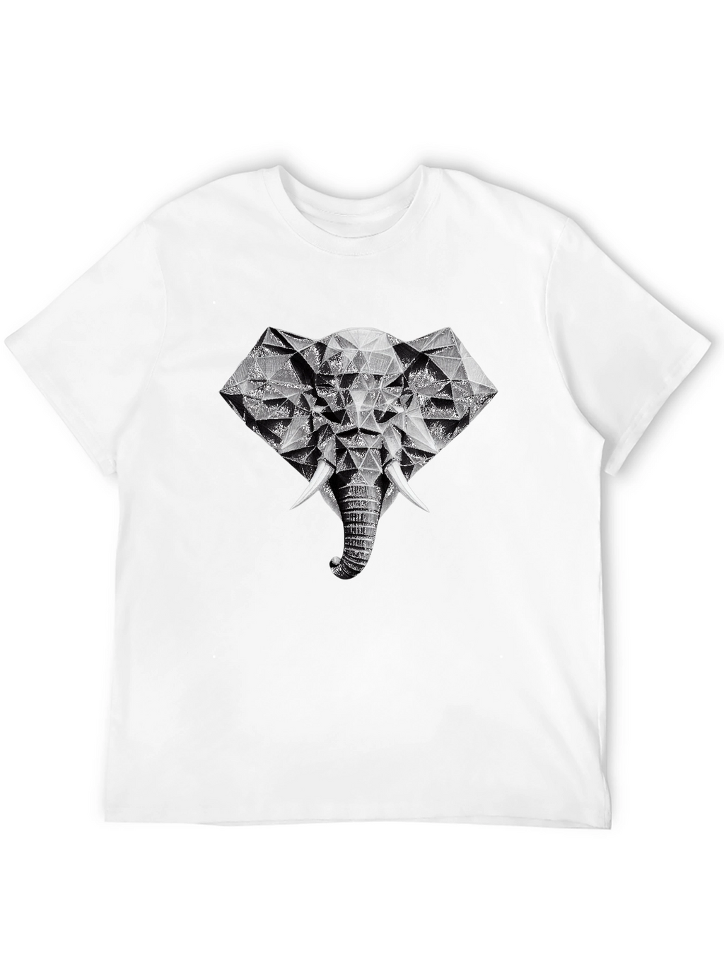 Geometric Elephant Graphic Tee - Black