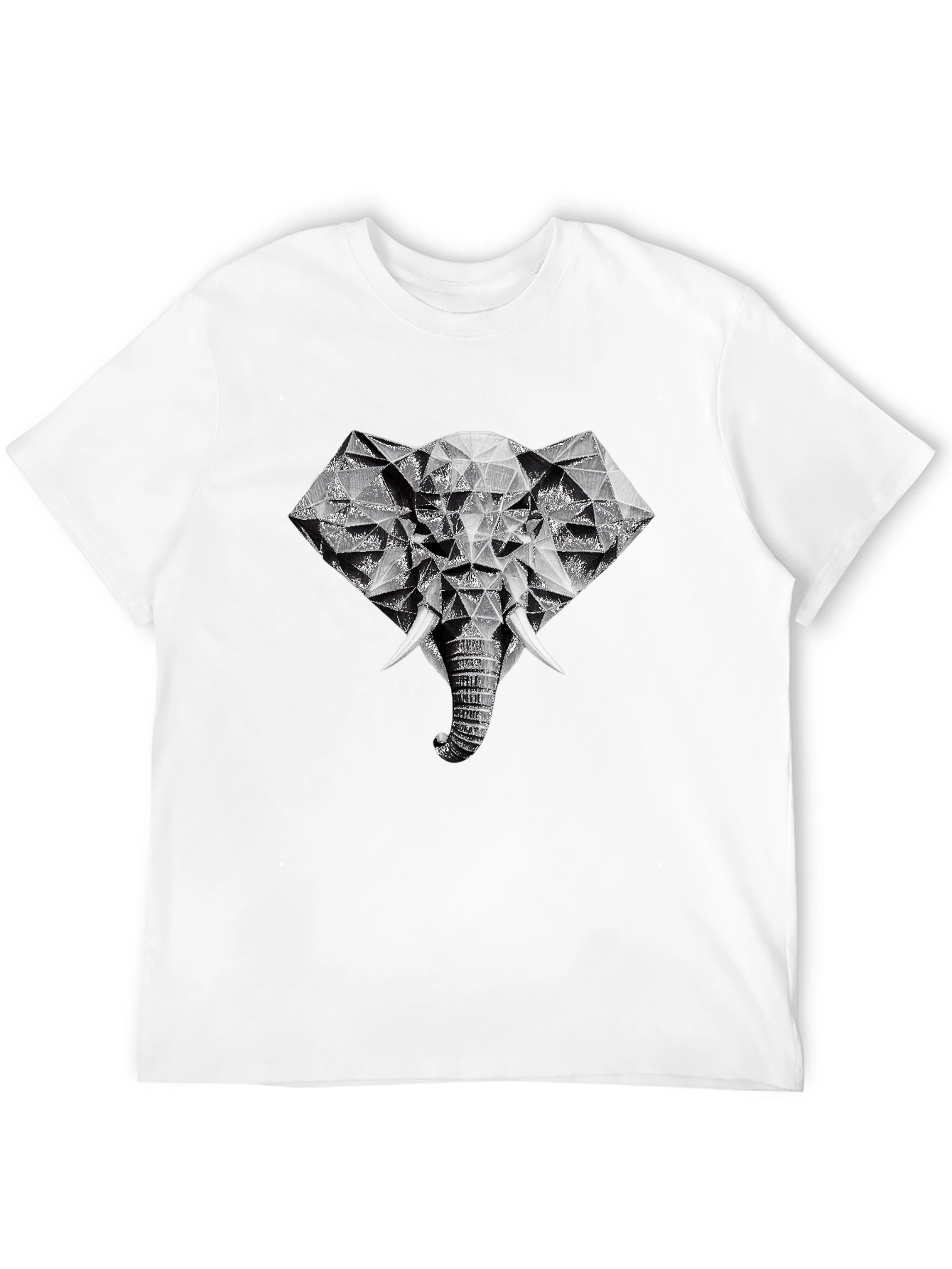 Geometric Elephant Graphic Tee - Black