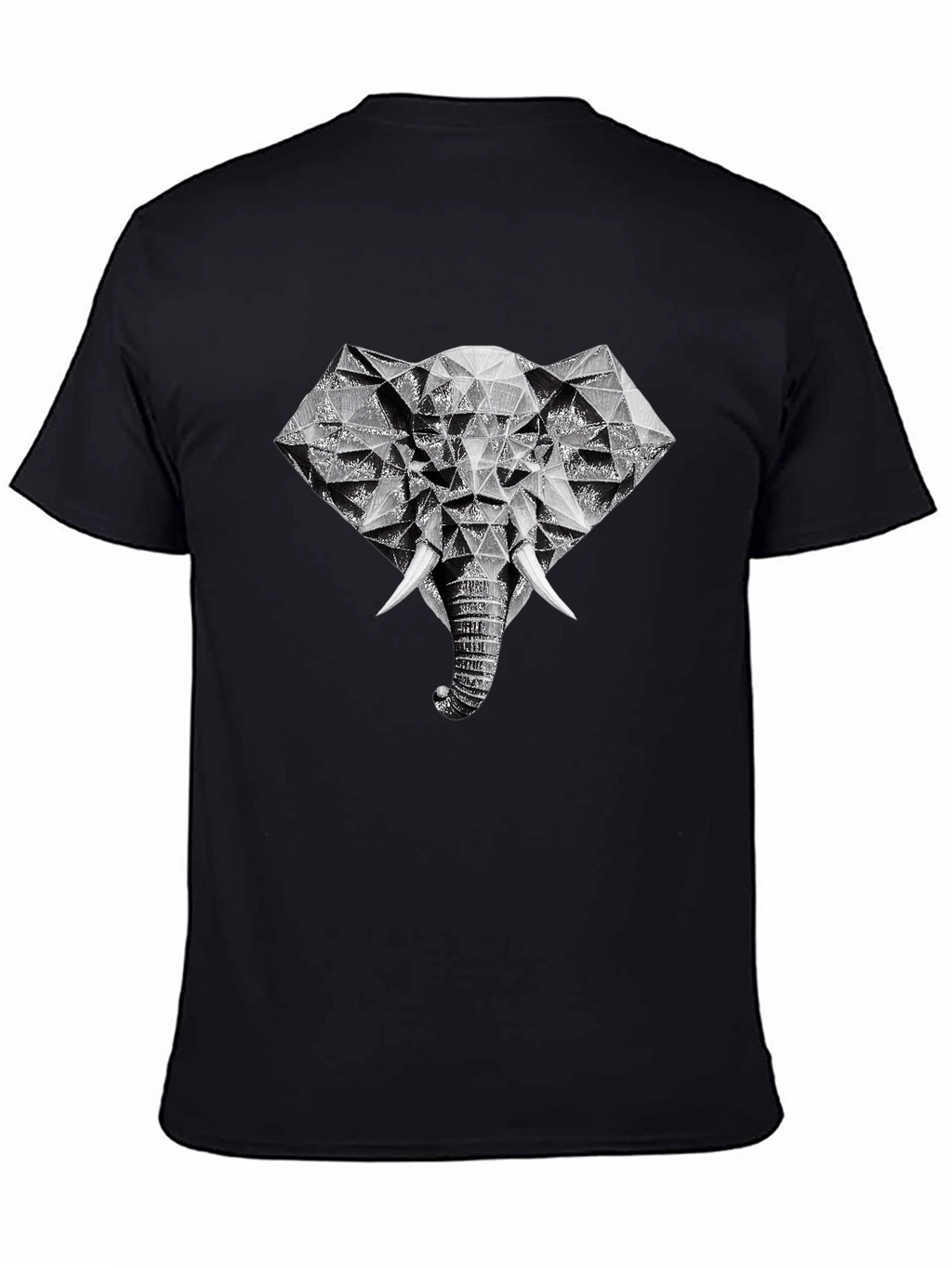 Geometric Elephant Graphic Tee - Black
