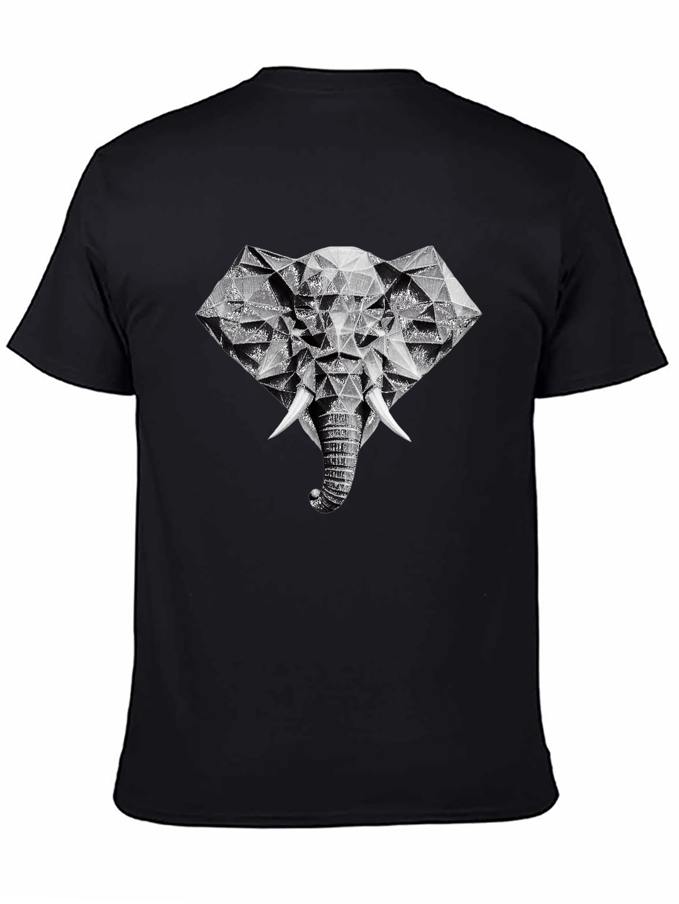 Geometric Elephant Graphic Tee - Black