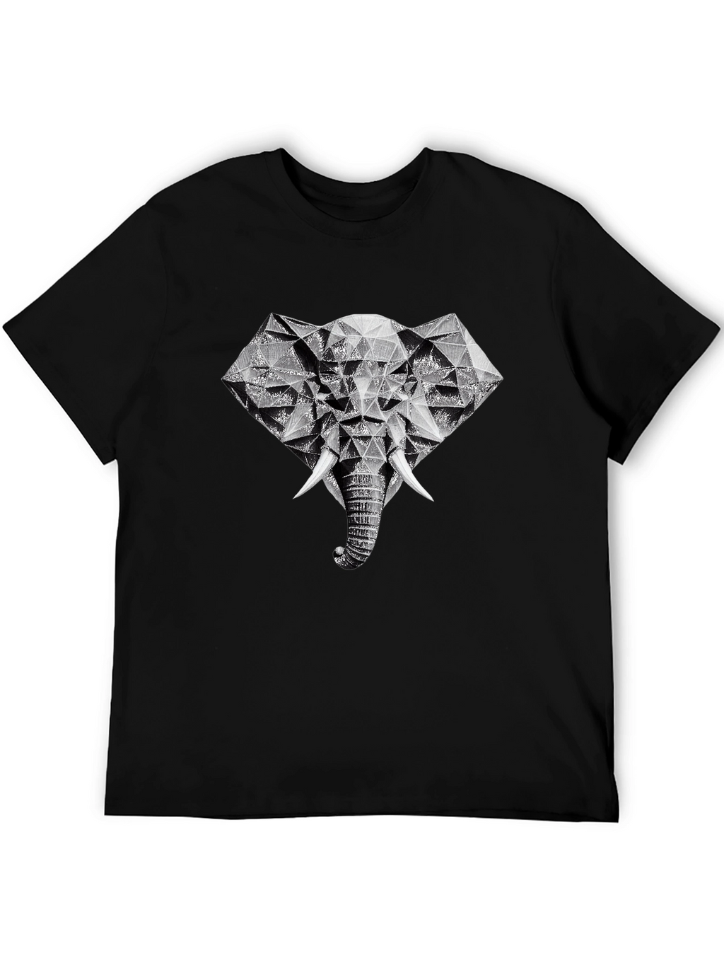 Geometric Elephant Graphic Tee - Black