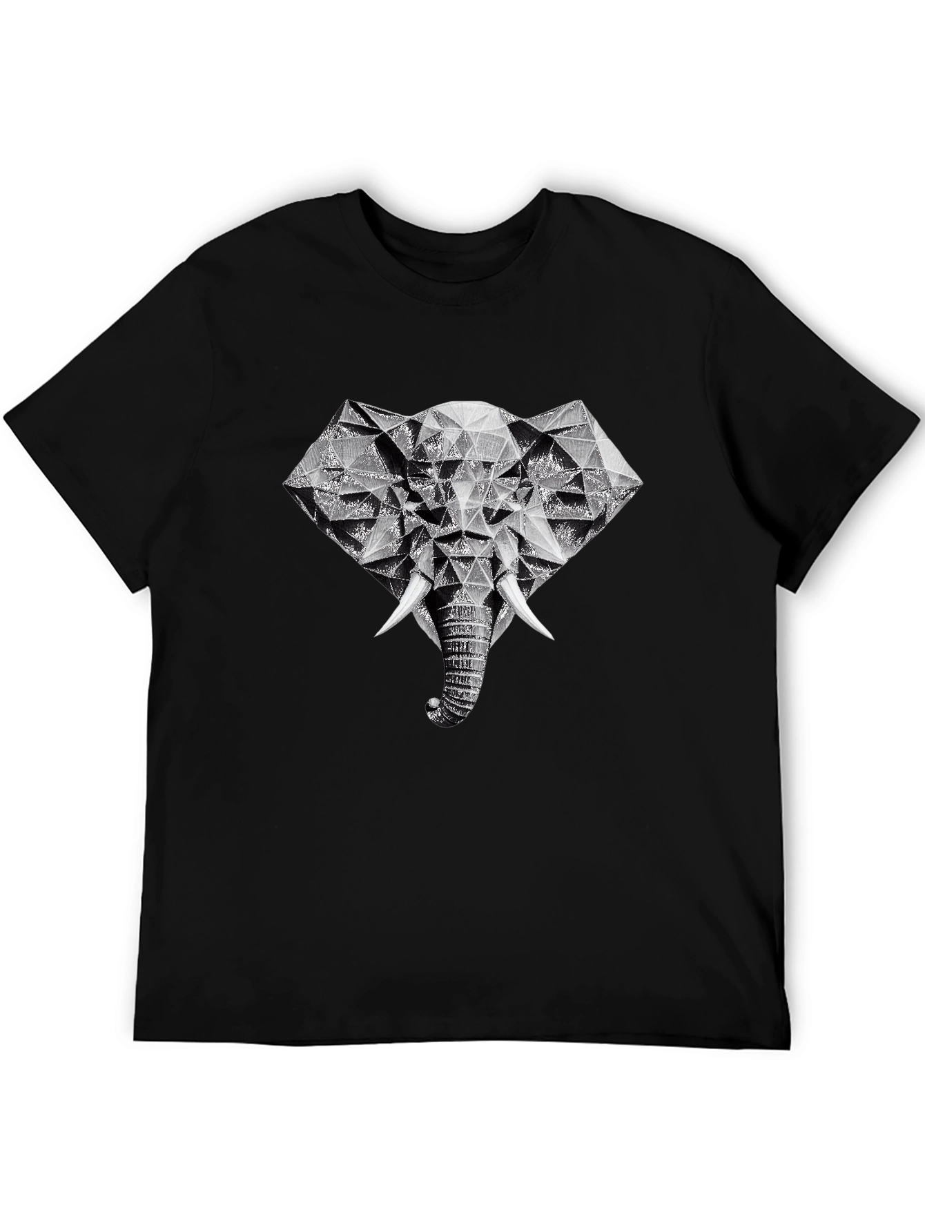 Geometric Elephant Graphic Tee - Black