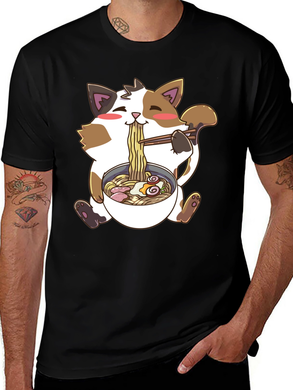 Kawaii Cat Ramen T-Shirt - Cute Anime Style