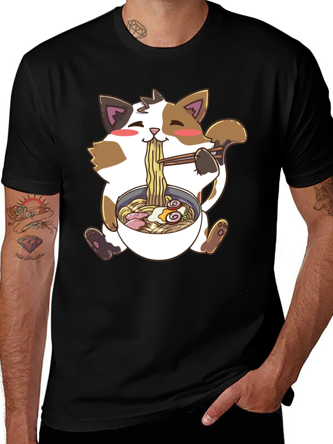 Kawaii Cat Ramen T-Shirt - Cute Anime Style