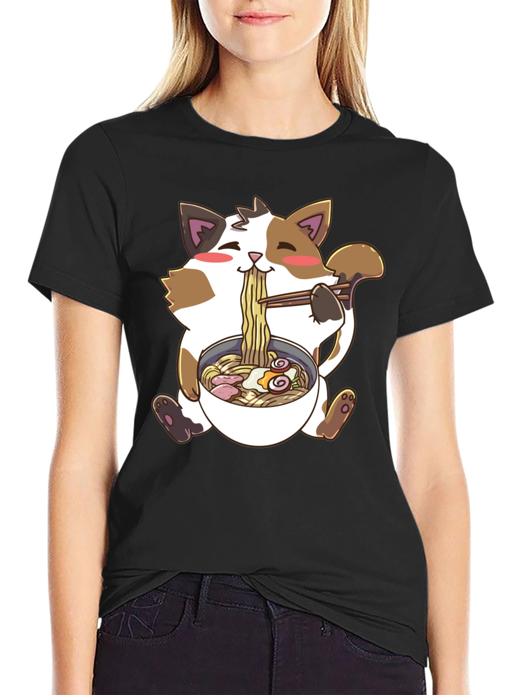 Kawaii Cat Ramen T-Shirt - Cute Anime Style
