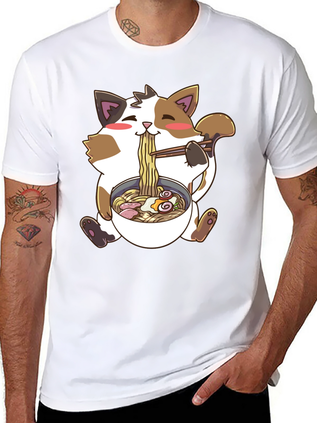 Kawaii Cat Ramen T-Shirt - Cute Anime Style