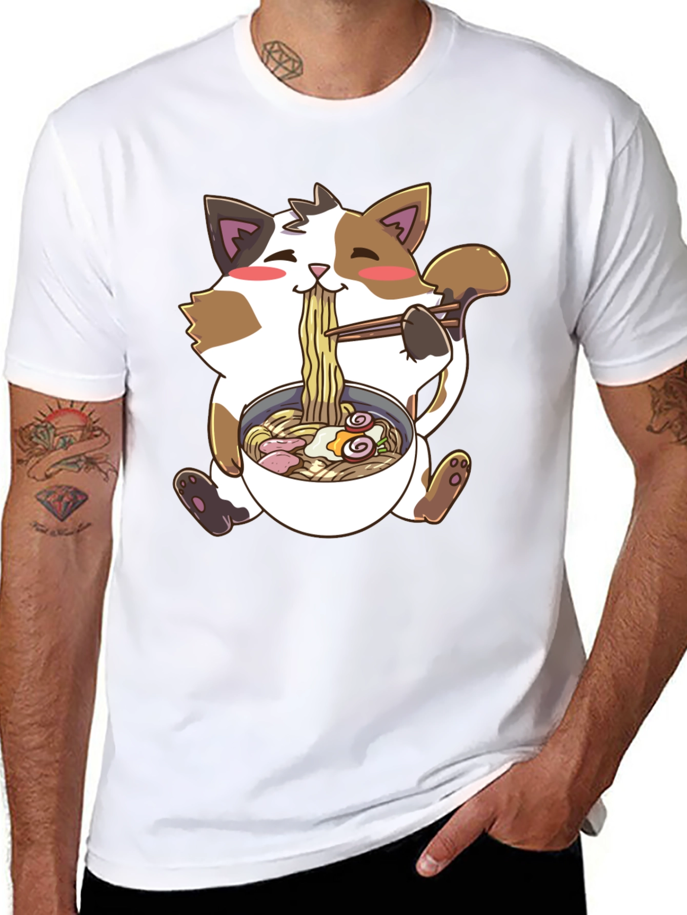 Kawaii Cat Ramen T-Shirt - Cute Anime Style