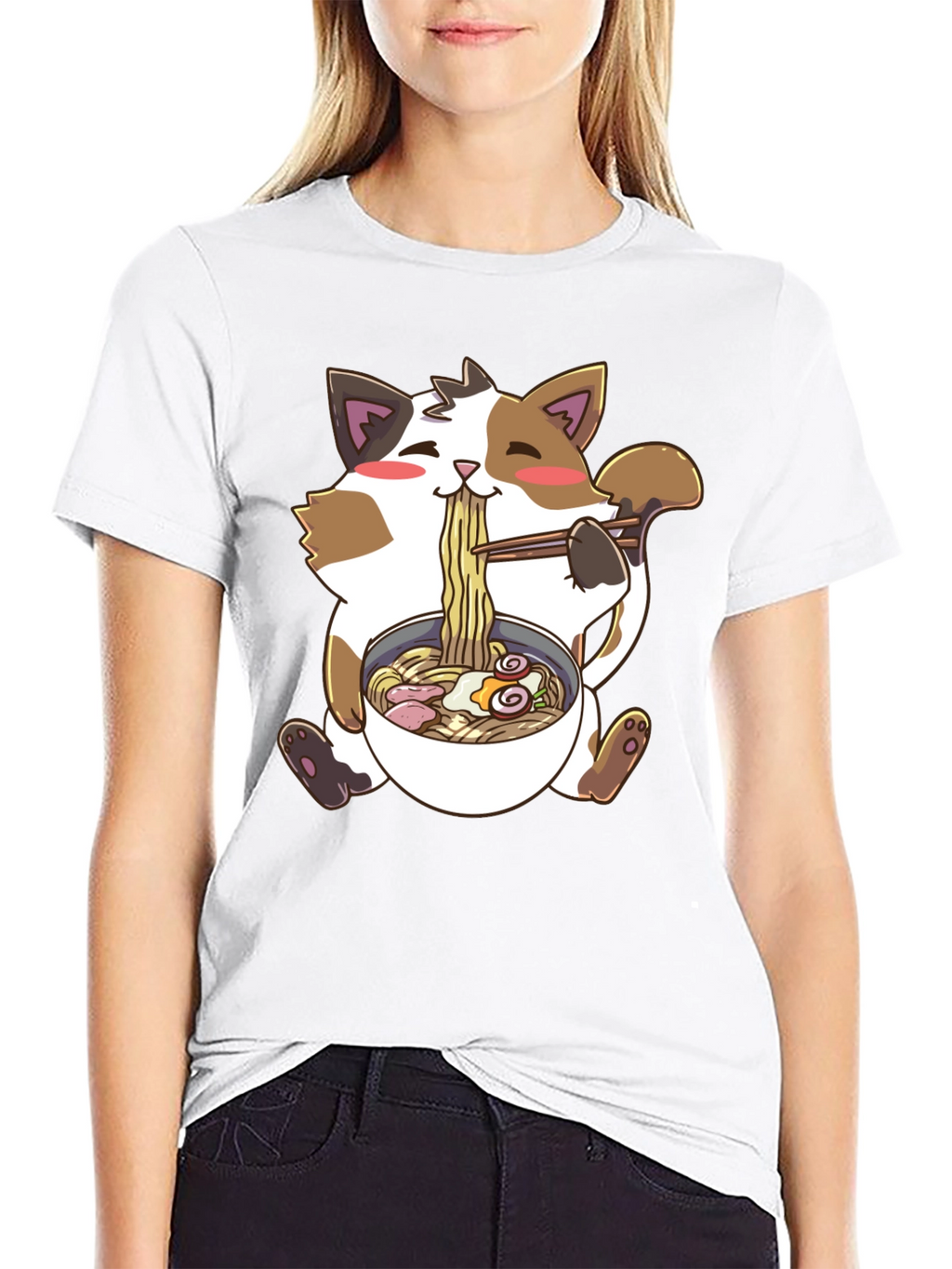 Kawaii Cat Ramen T-Shirt - Cute Anime Style