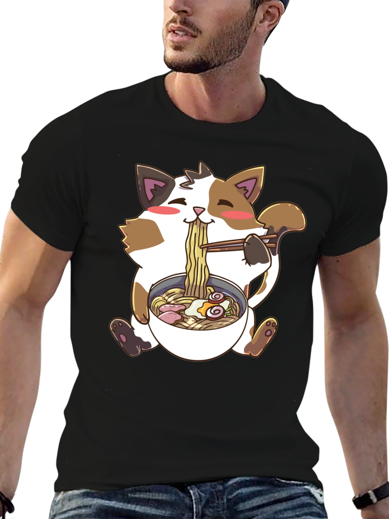 Kawaii Cat Ramen T-Shirt - Cute Anime Style