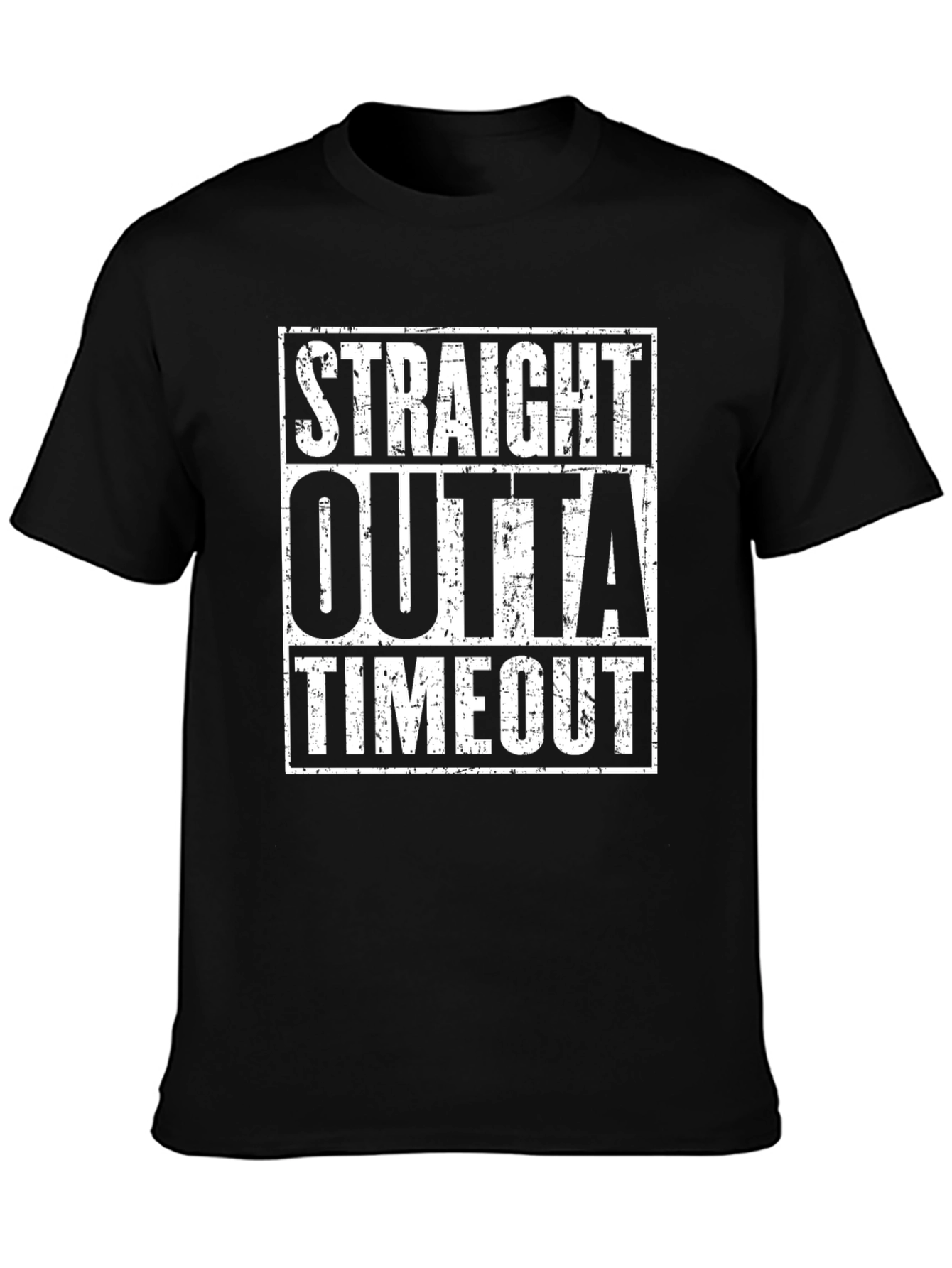 Straight Outta Timeout Black Graphic T-Shirt