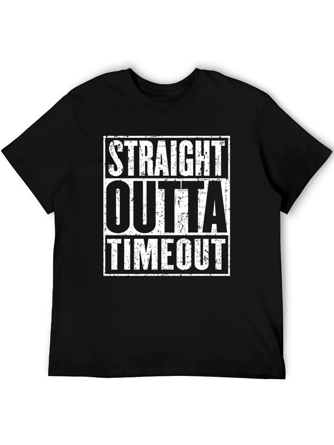 Straight Outta Timeout Black Graphic T-Shirt