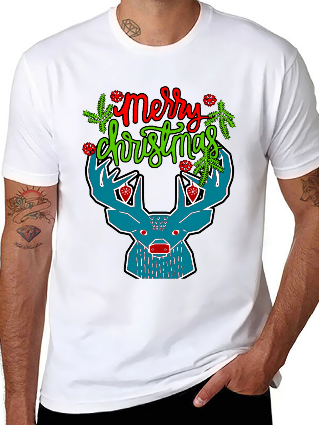 Merry Christmas Reindeer Graphic T-Shirt