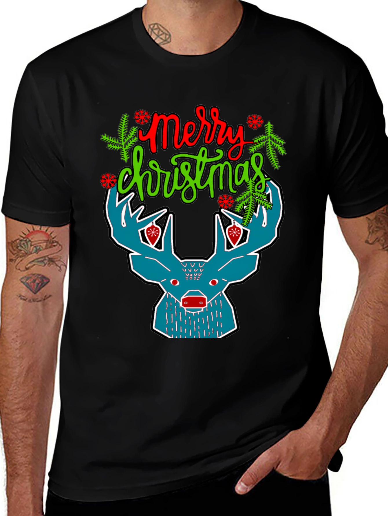 Merry Christmas Reindeer Graphic T-Shirt