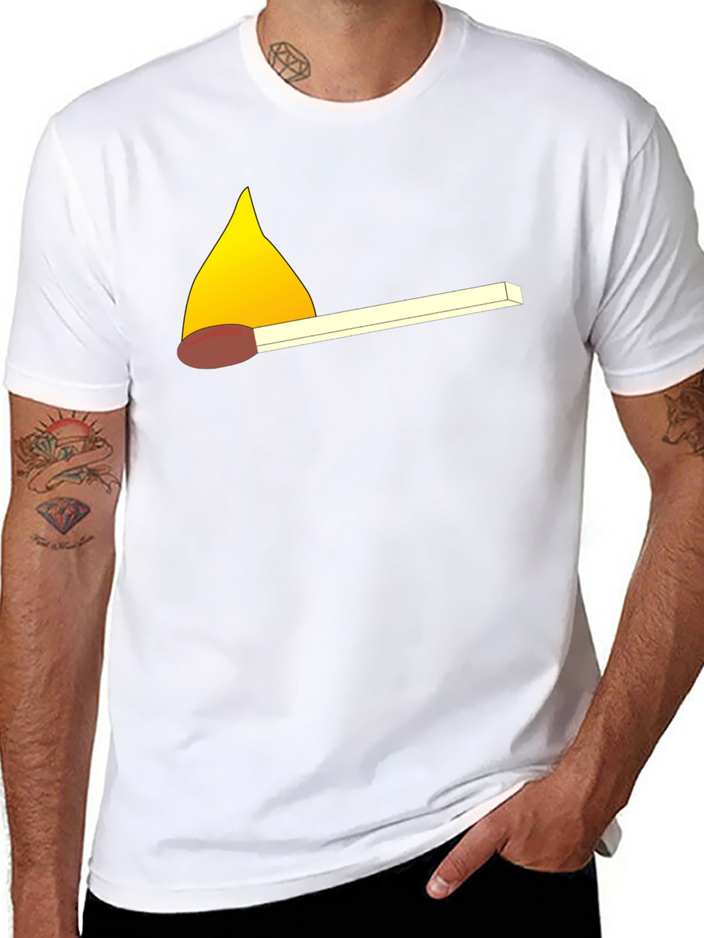 Burning Match Graphic Tee - Black Cotton T-Shirt