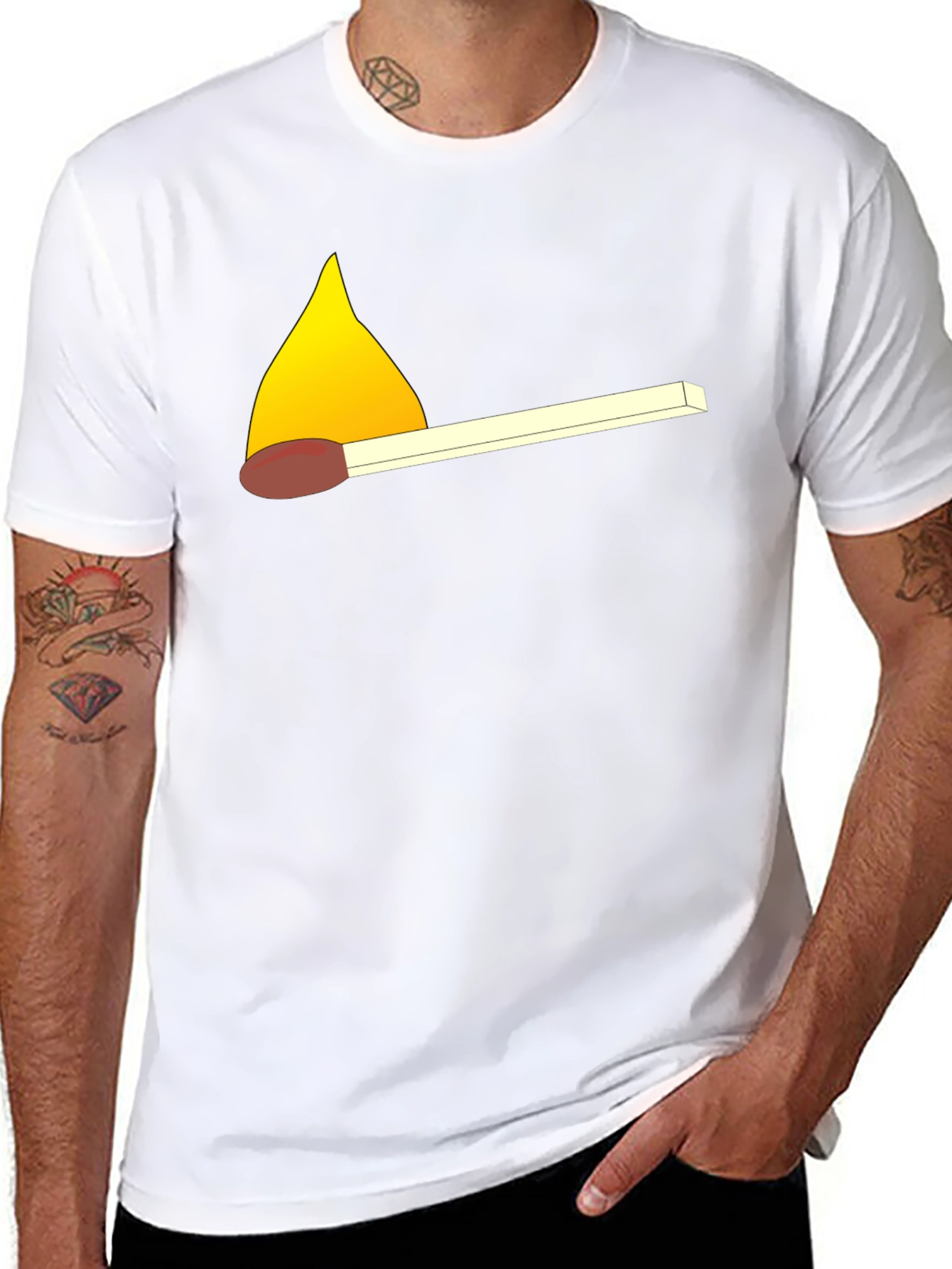 Burning Match Graphic Tee - Black Cotton T-Shirt