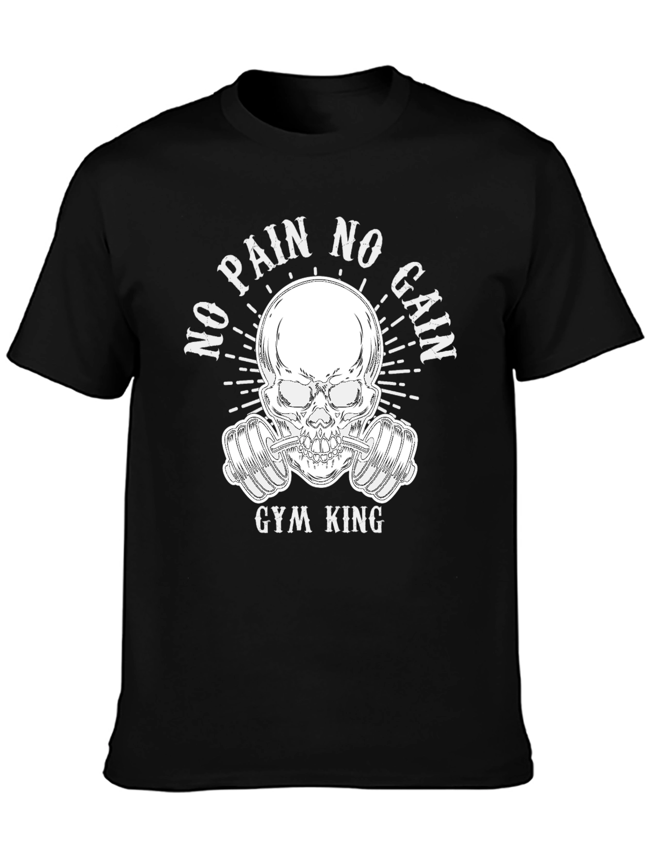Gym King Skull Graphic Tee - No Pain No Gain