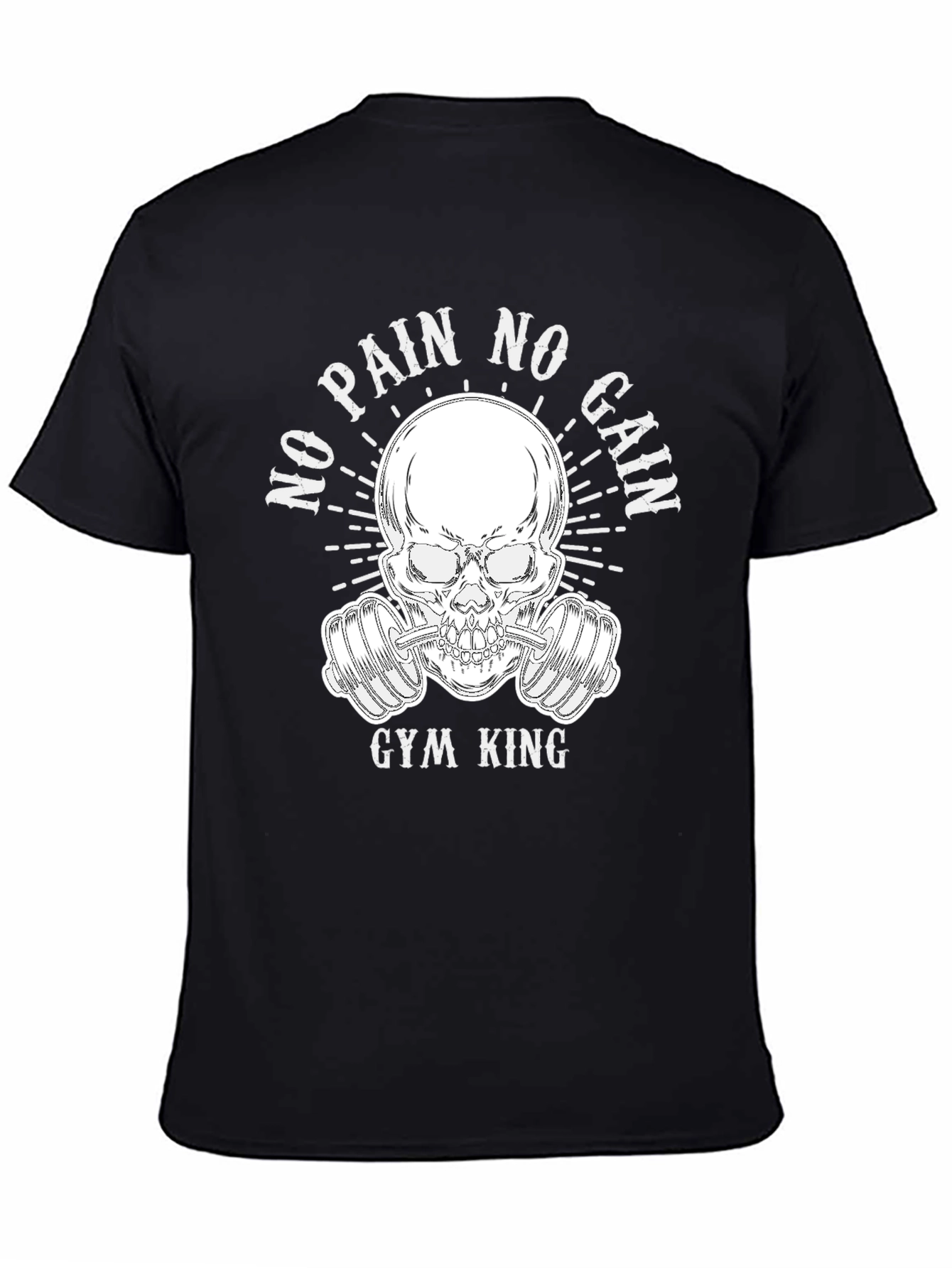 Gym King Skull Graphic Tee - No Pain No Gain