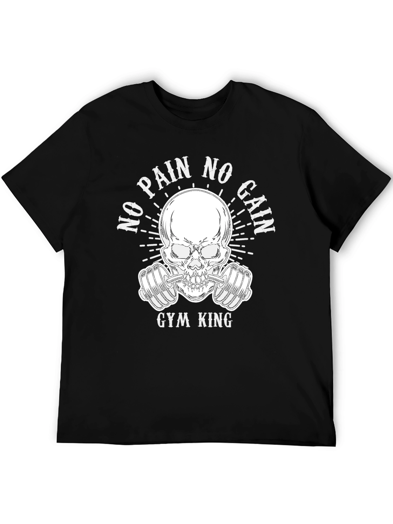 Gym King Skull Graphic Tee - No Pain No Gain