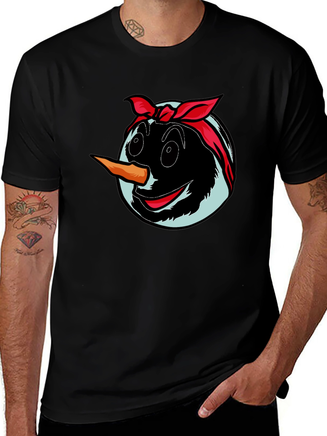Snowman Face Graphic T-Shirt