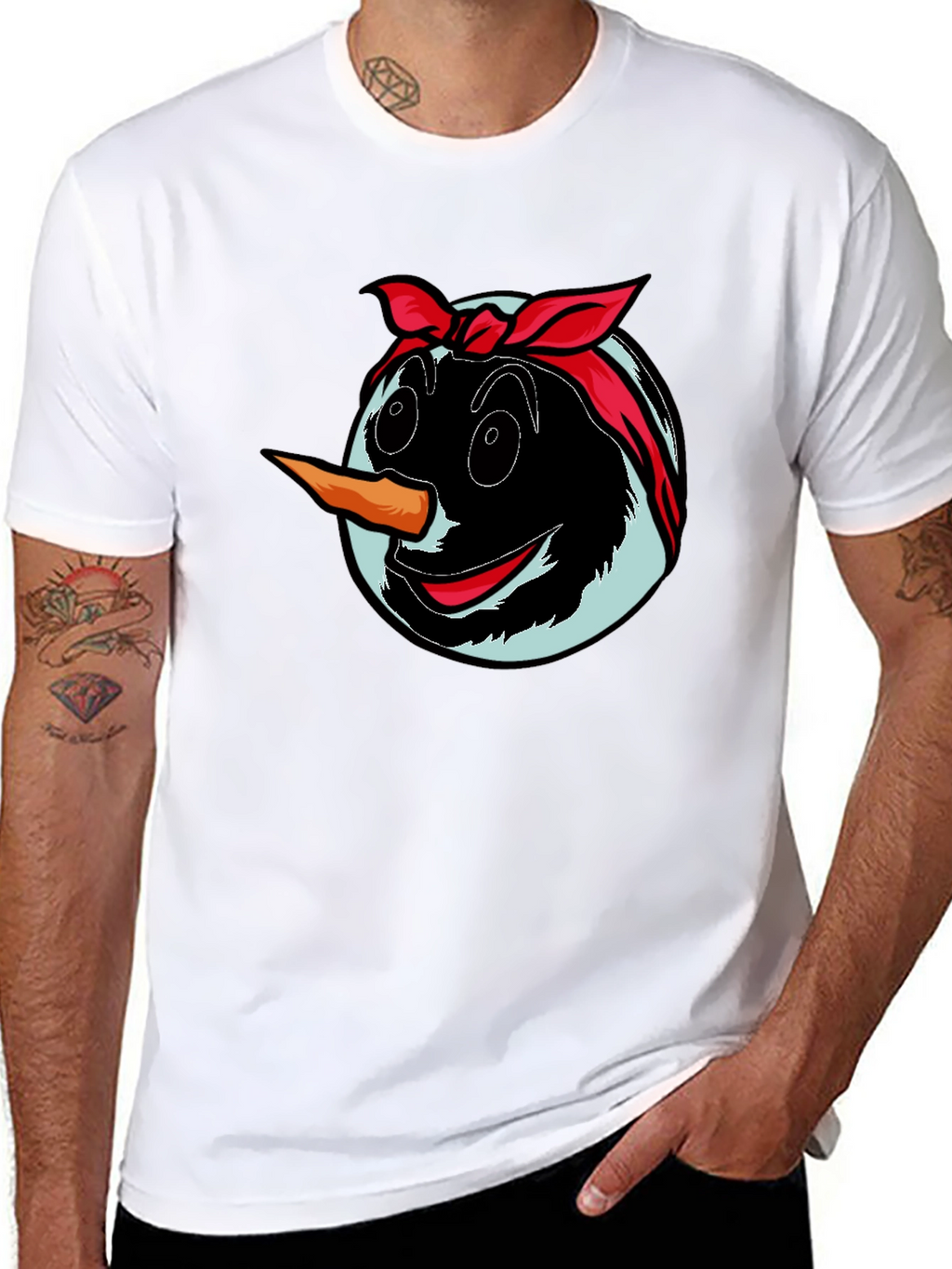 Snowman Face Graphic T-Shirt