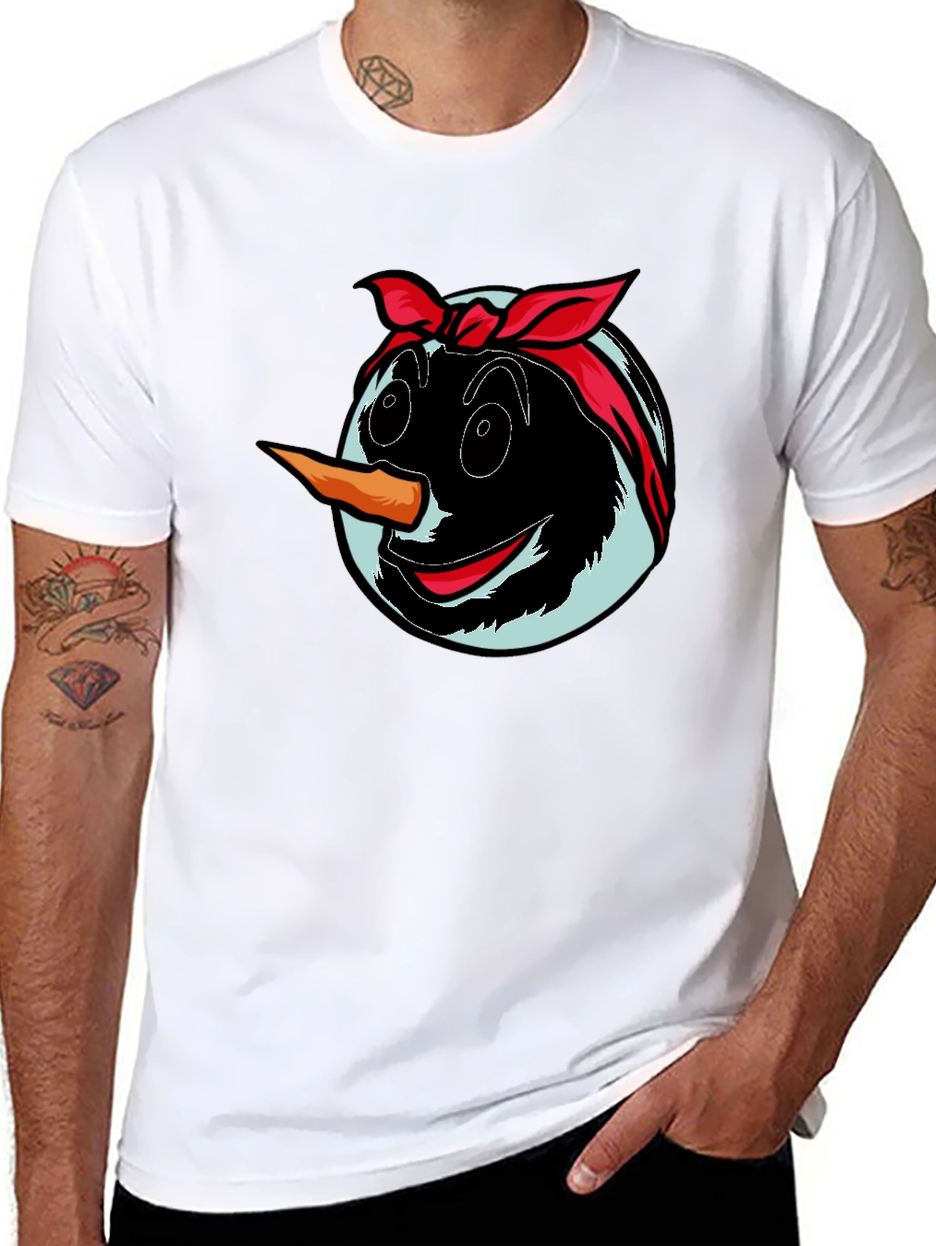 Snowman Face Graphic T-Shirt