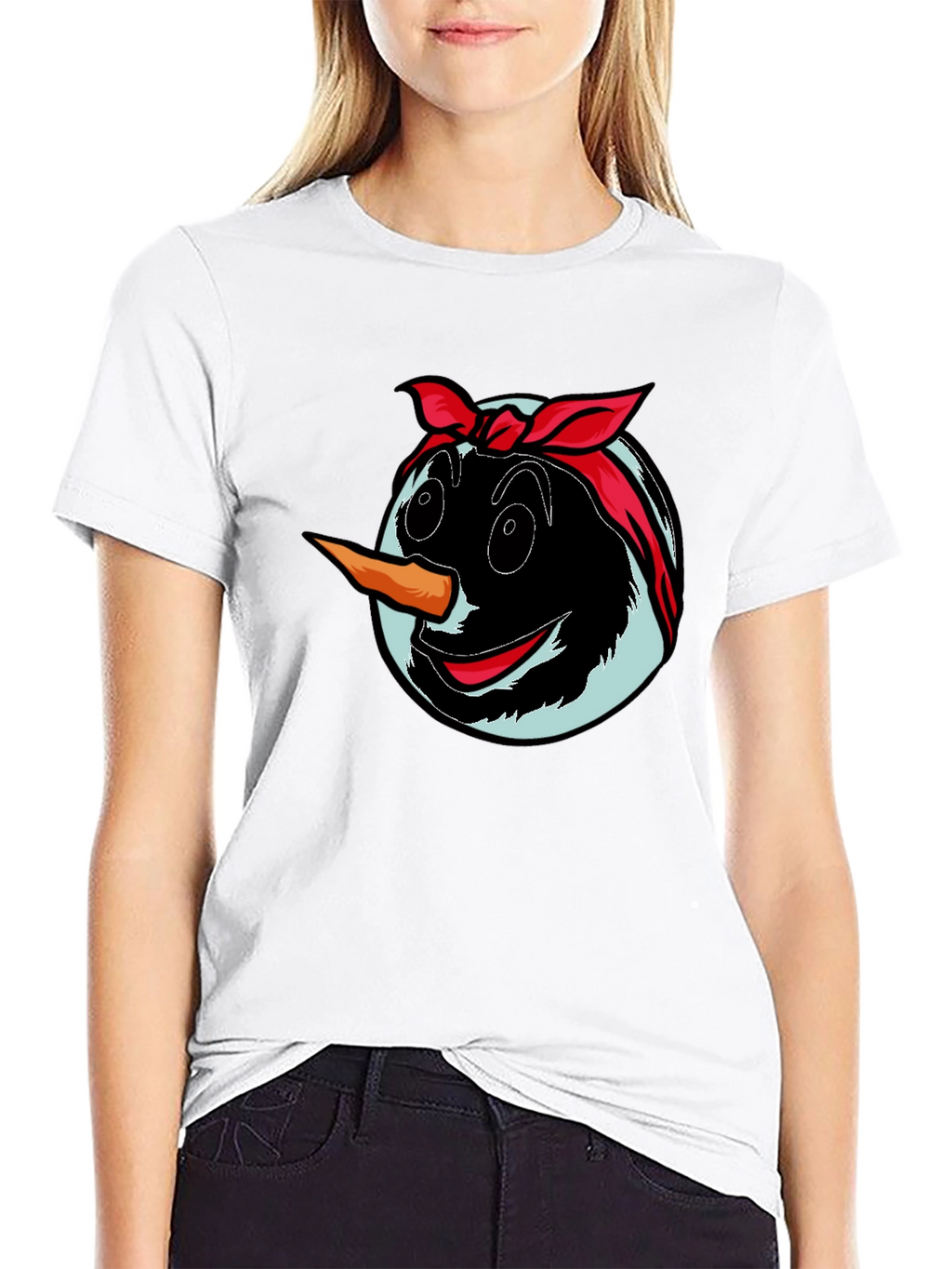 Snowman Face Graphic T-Shirt