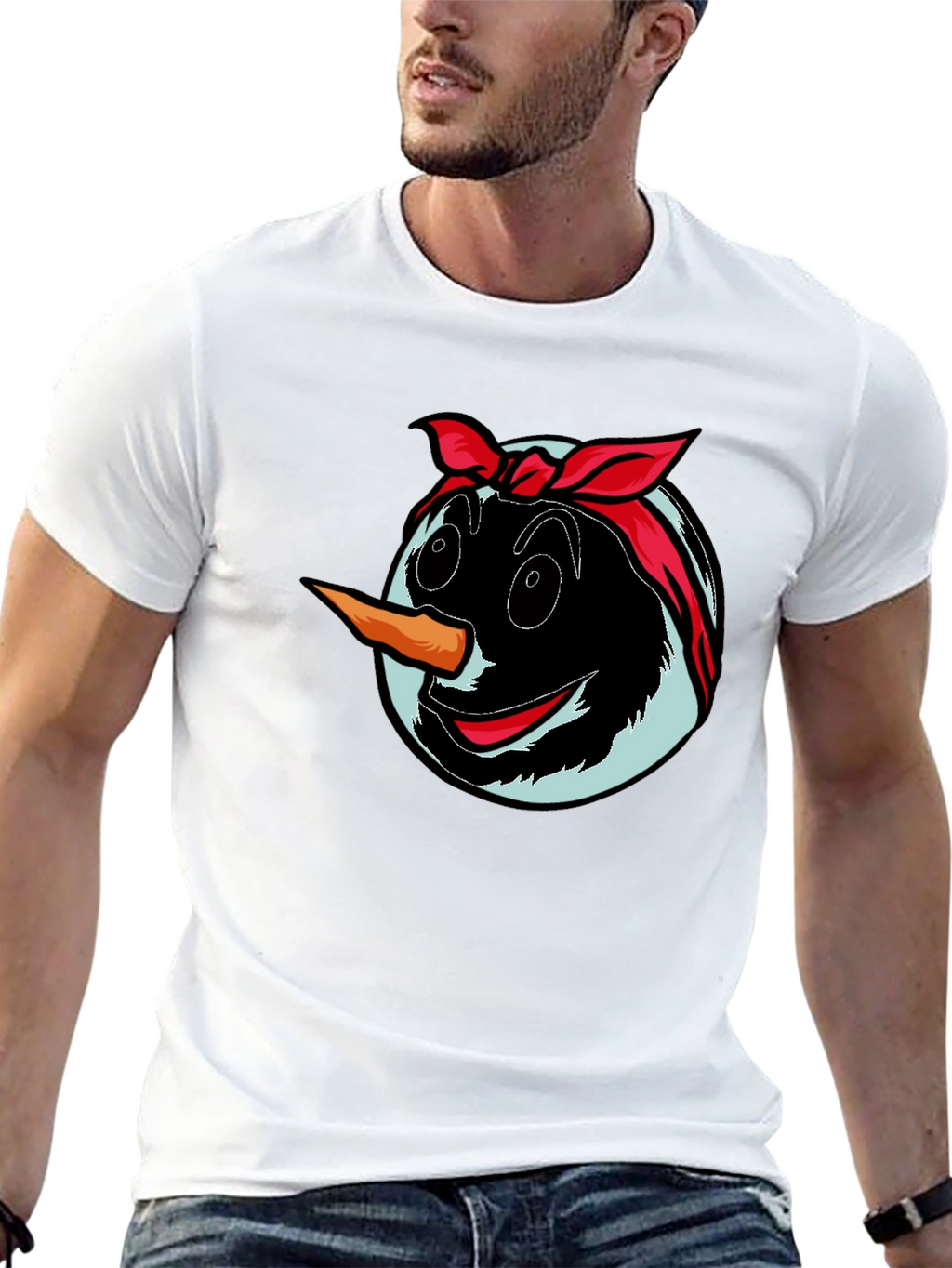 Snowman Face Graphic T-Shirt