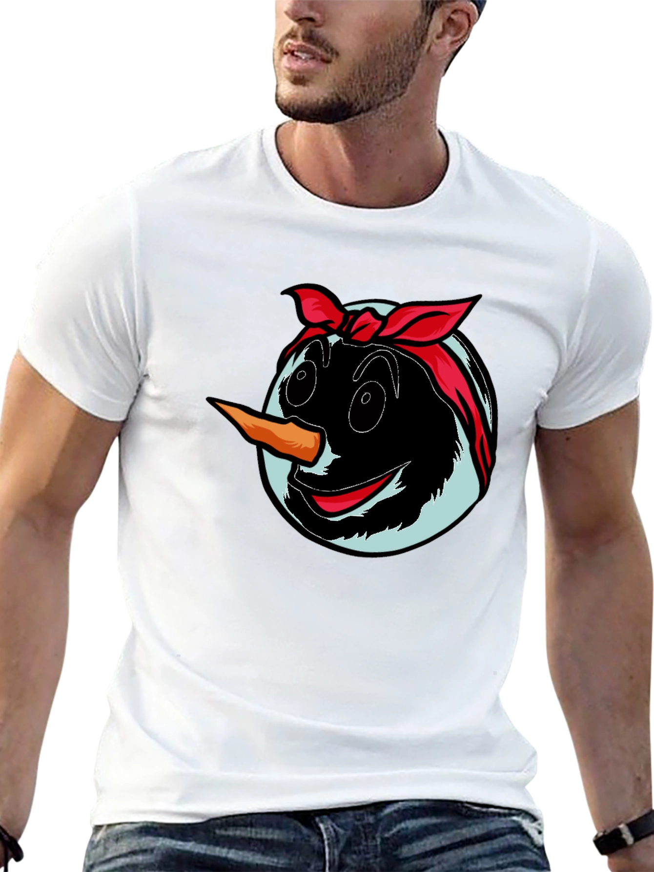 Snowman Face Graphic T-Shirt