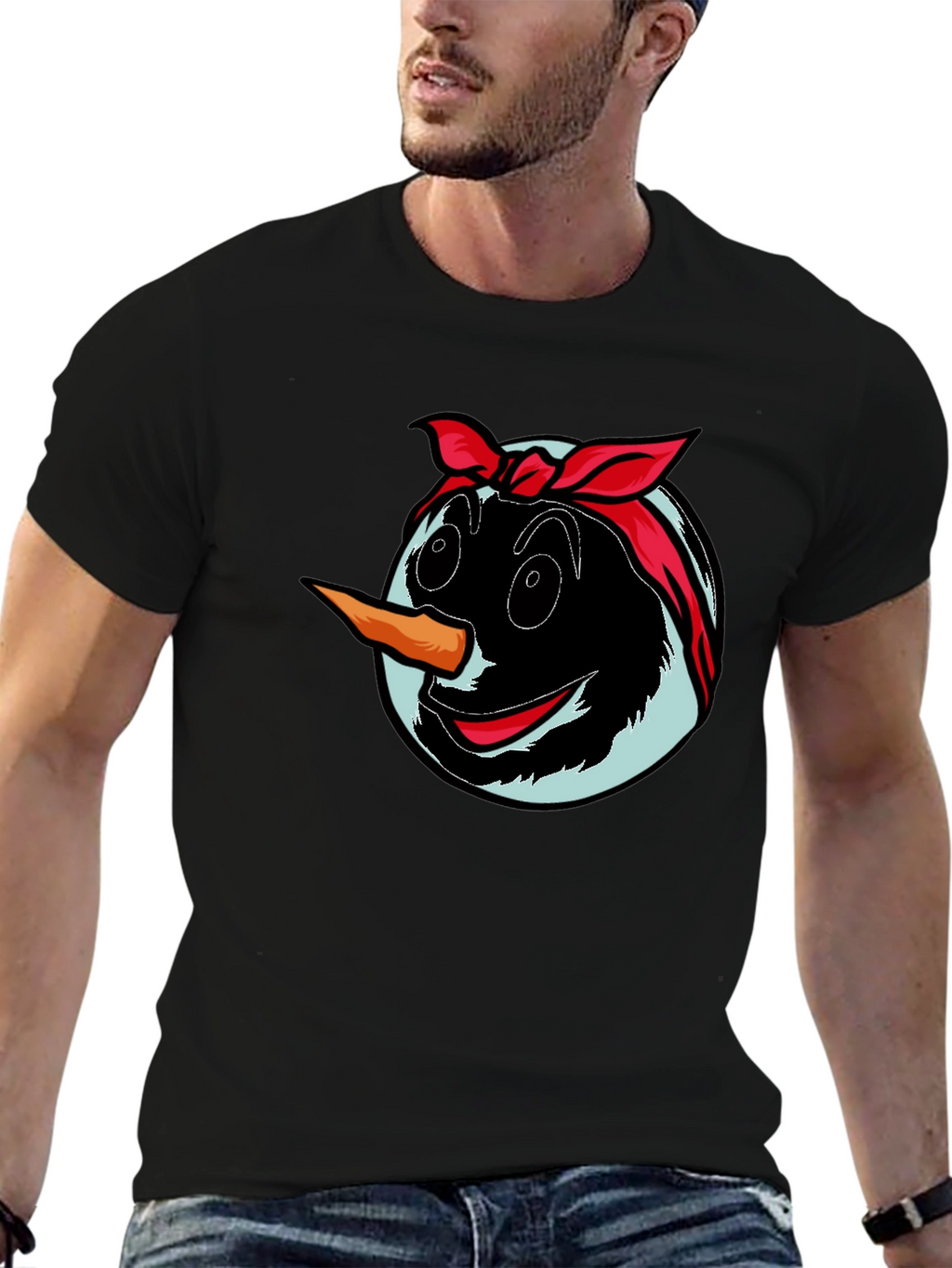 Snowman Face Graphic T-Shirt