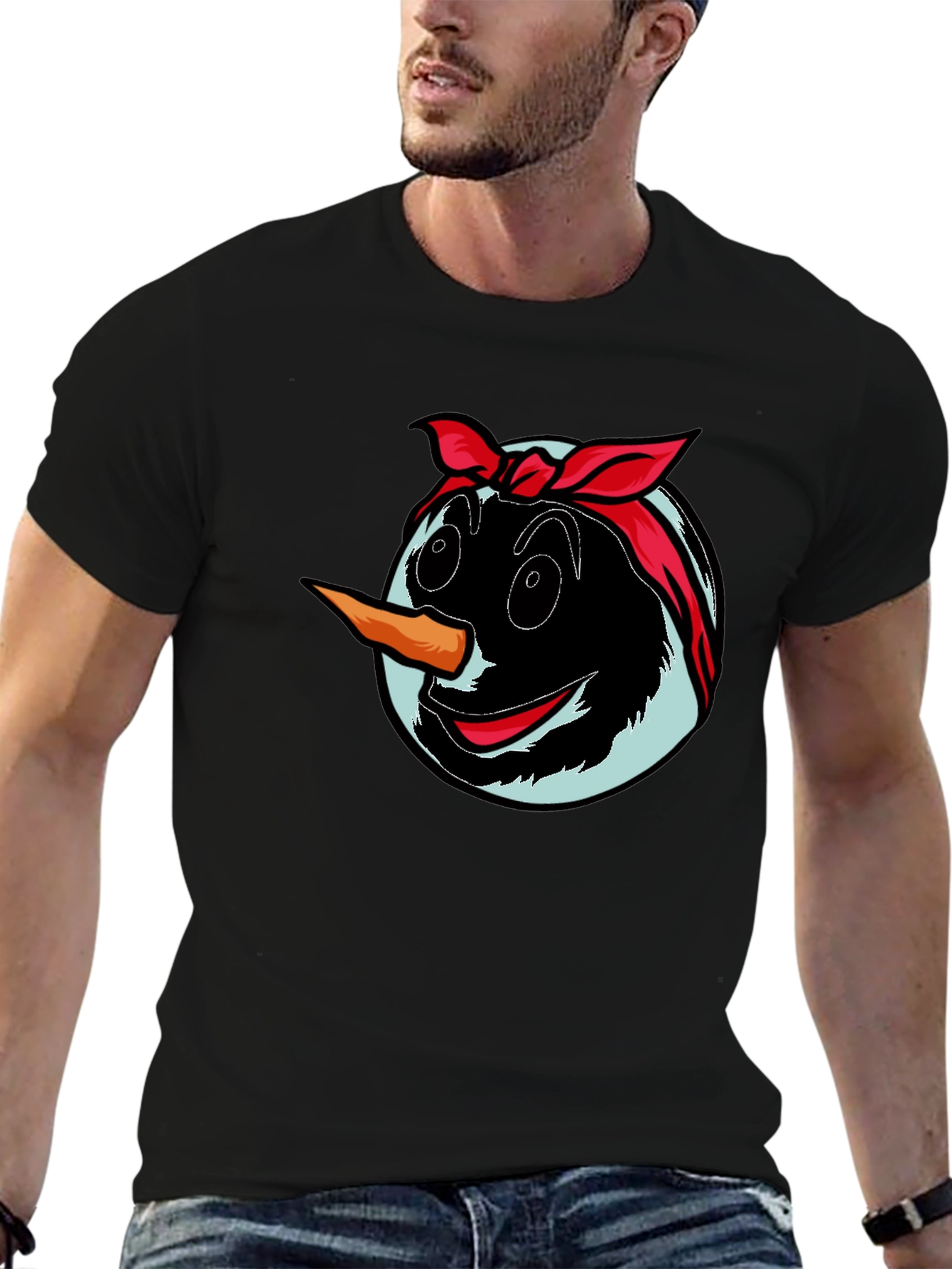 Snowman Face Graphic T-Shirt