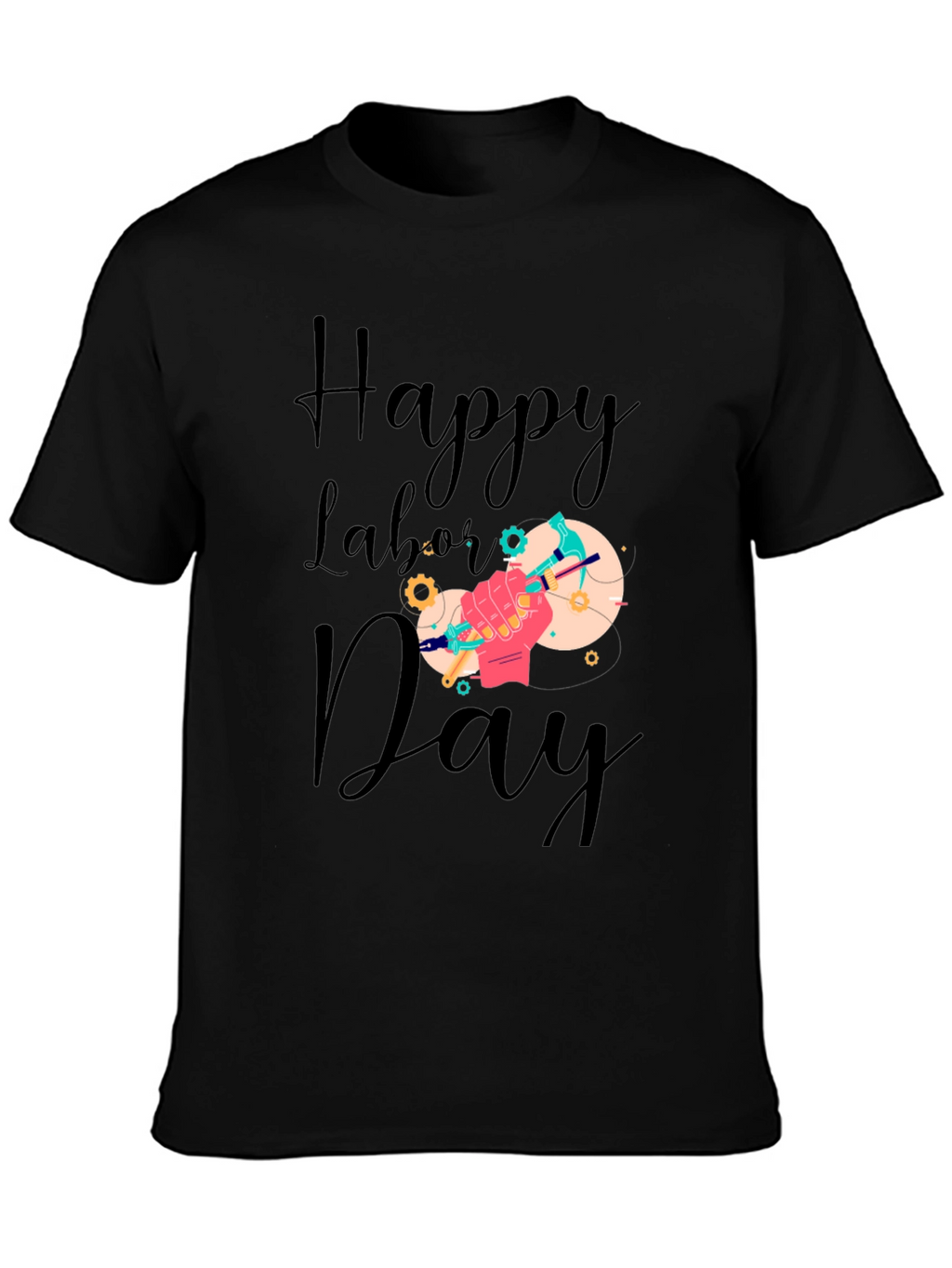 Happy Labor Day T-Shirt - Black Crew Neck