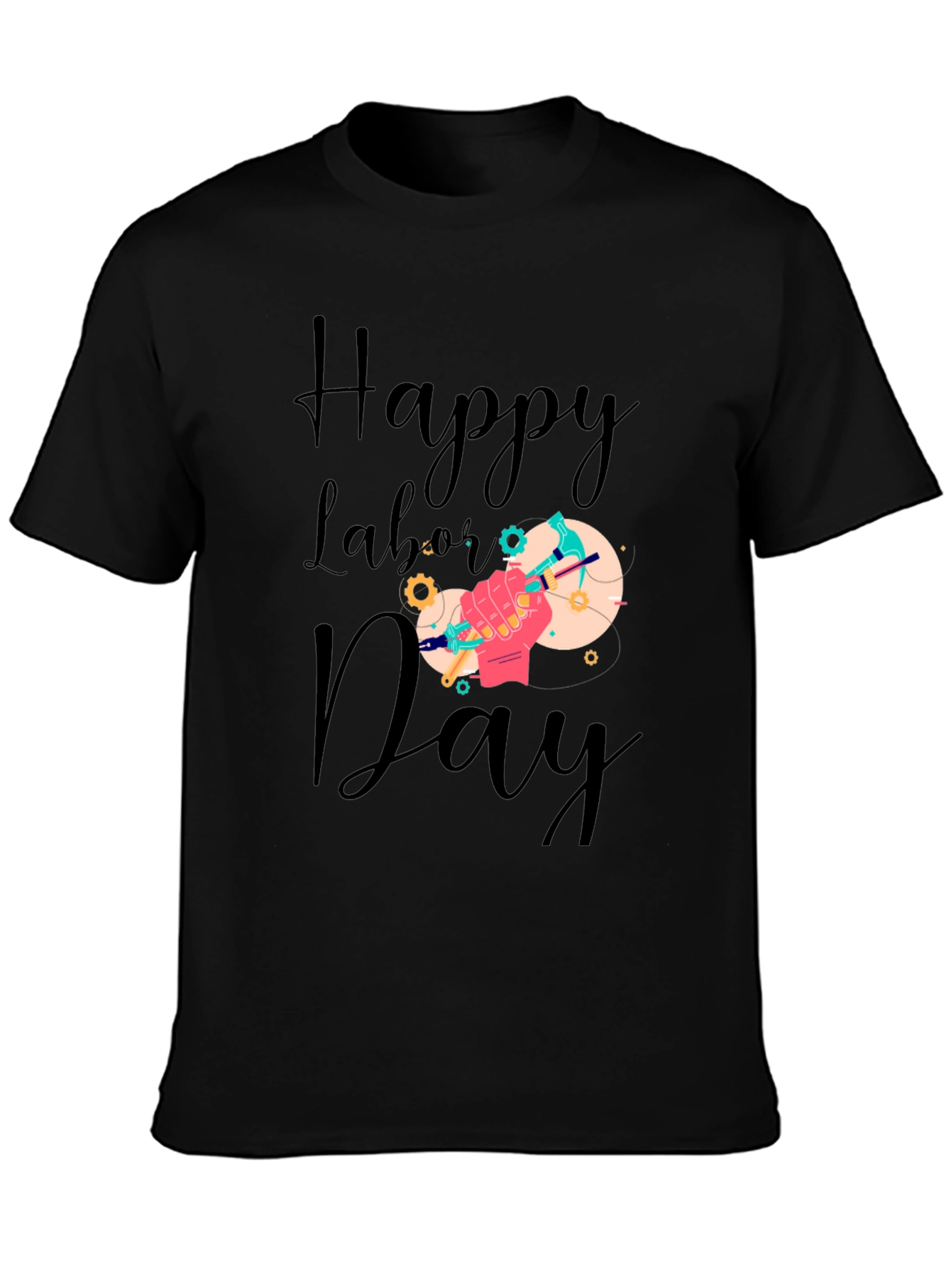 Happy Labor Day T-Shirt - Black Crew Neck