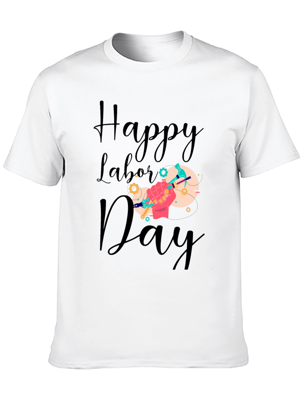 Happy Labor Day T-Shirt - Black Crew Neck