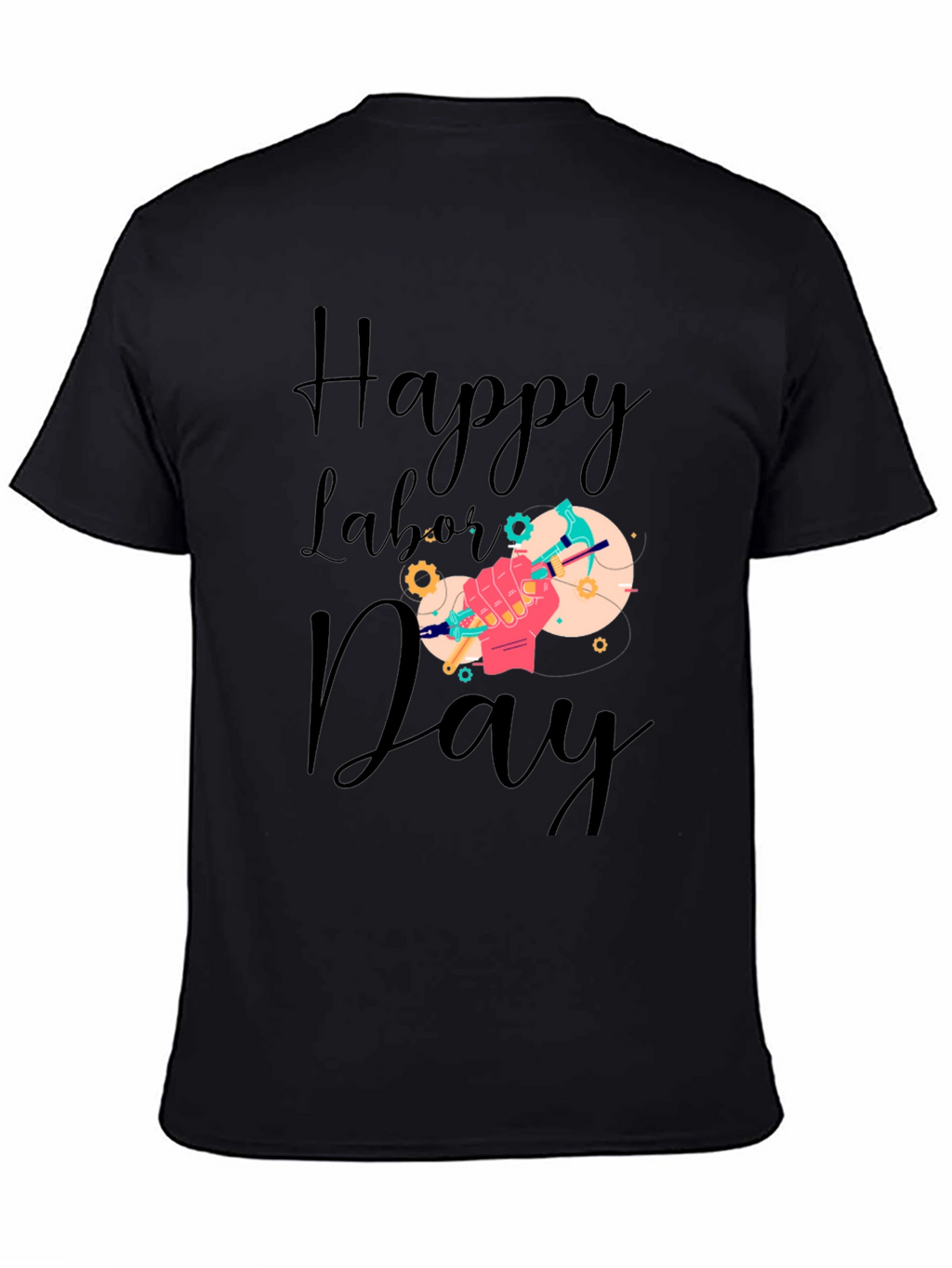 Happy Labor Day T-Shirt - Black Crew Neck