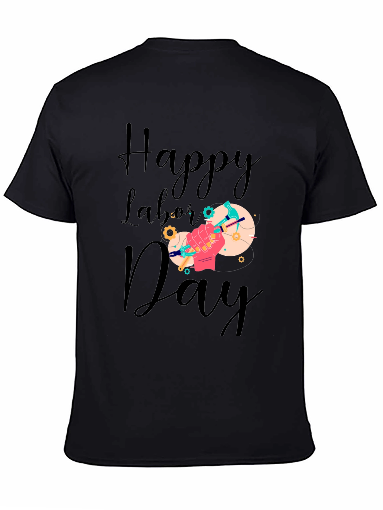 Happy Labor Day T-Shirt - Black Crew Neck