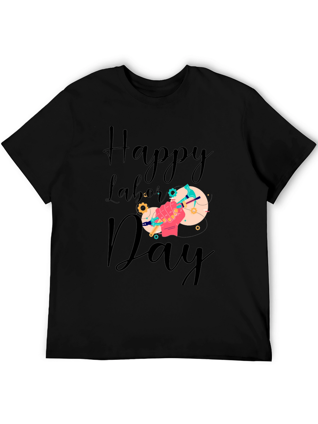 Happy Labor Day T-Shirt - Black Crew Neck