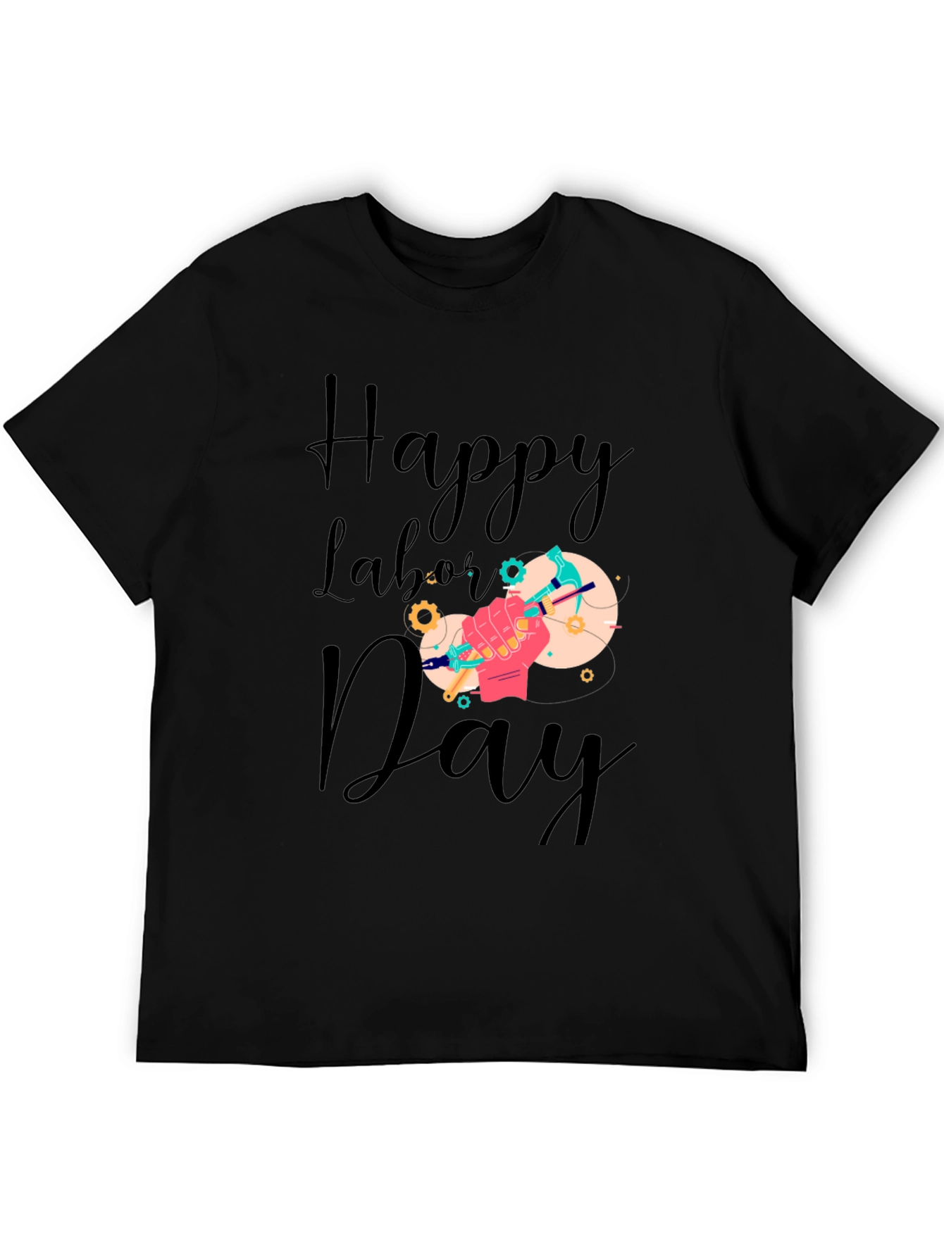 Happy Labor Day T-Shirt - Black Crew Neck