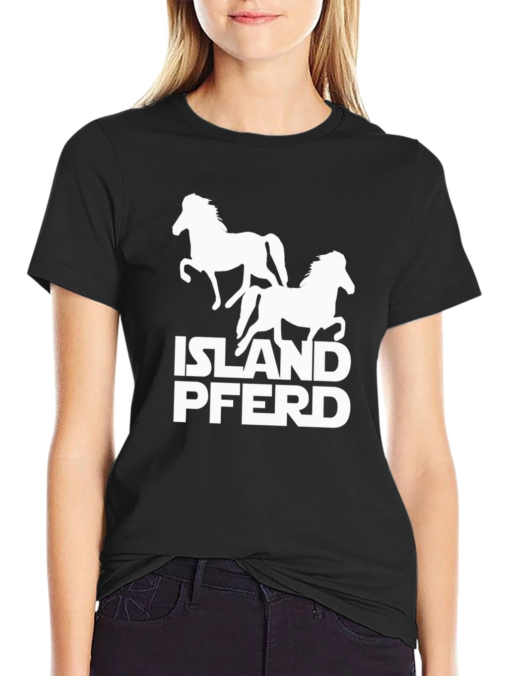 Island Pferd Graphic T-Shirt - Black Cotton Tee