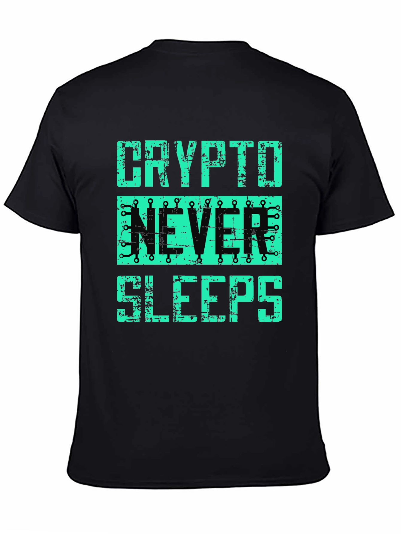 Crypto Never Sleeps Graphic T-Shirt - Black