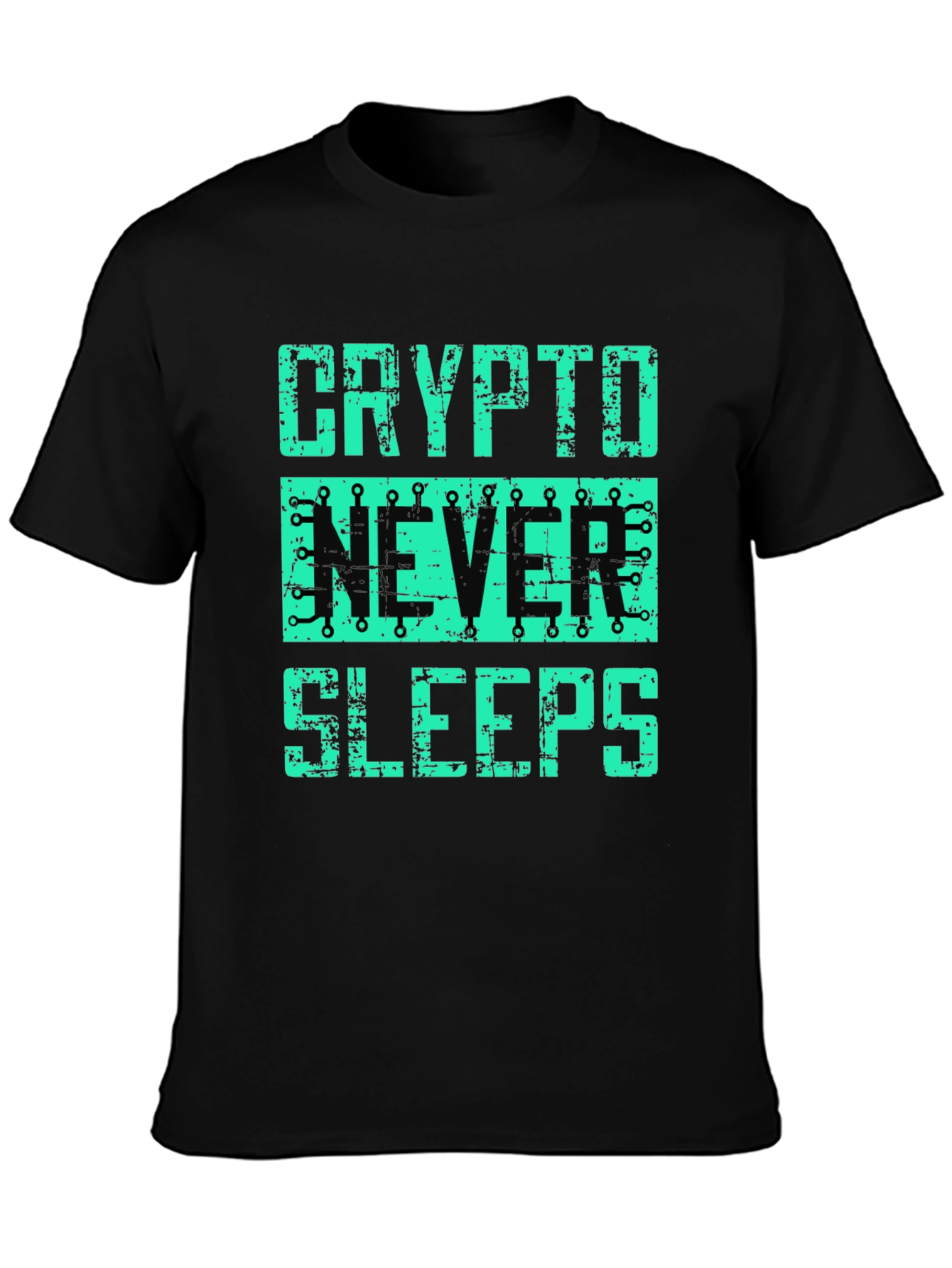 Crypto Never Sleeps Graphic T-Shirt - Black
