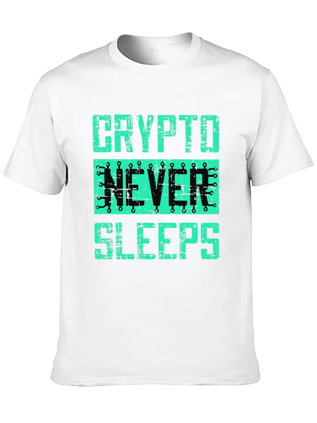 Crypto Never Sleeps Graphic T-Shirt - Black