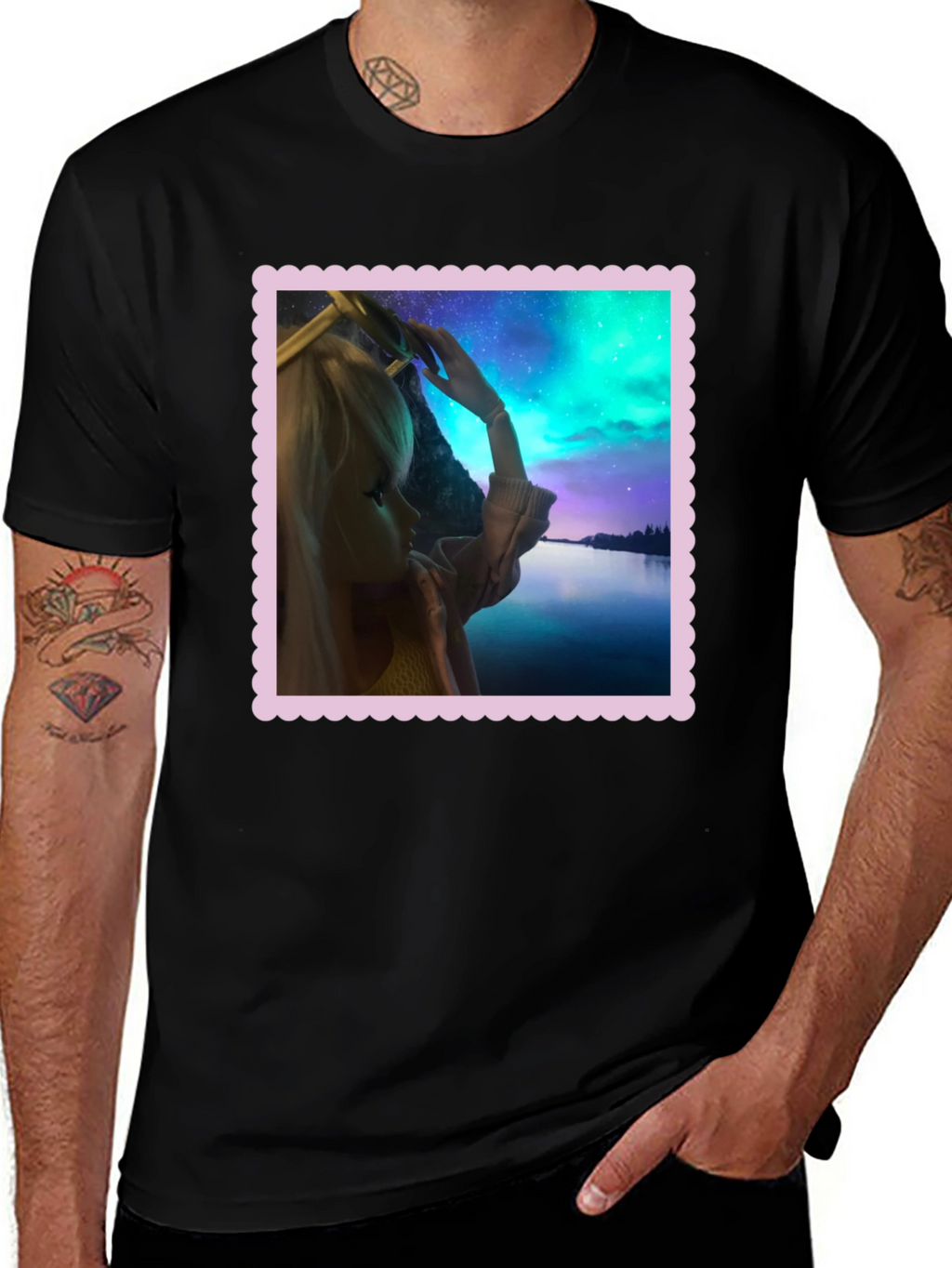 Aurora Barbie Graphic Tee - Stylish Black T-Shirt